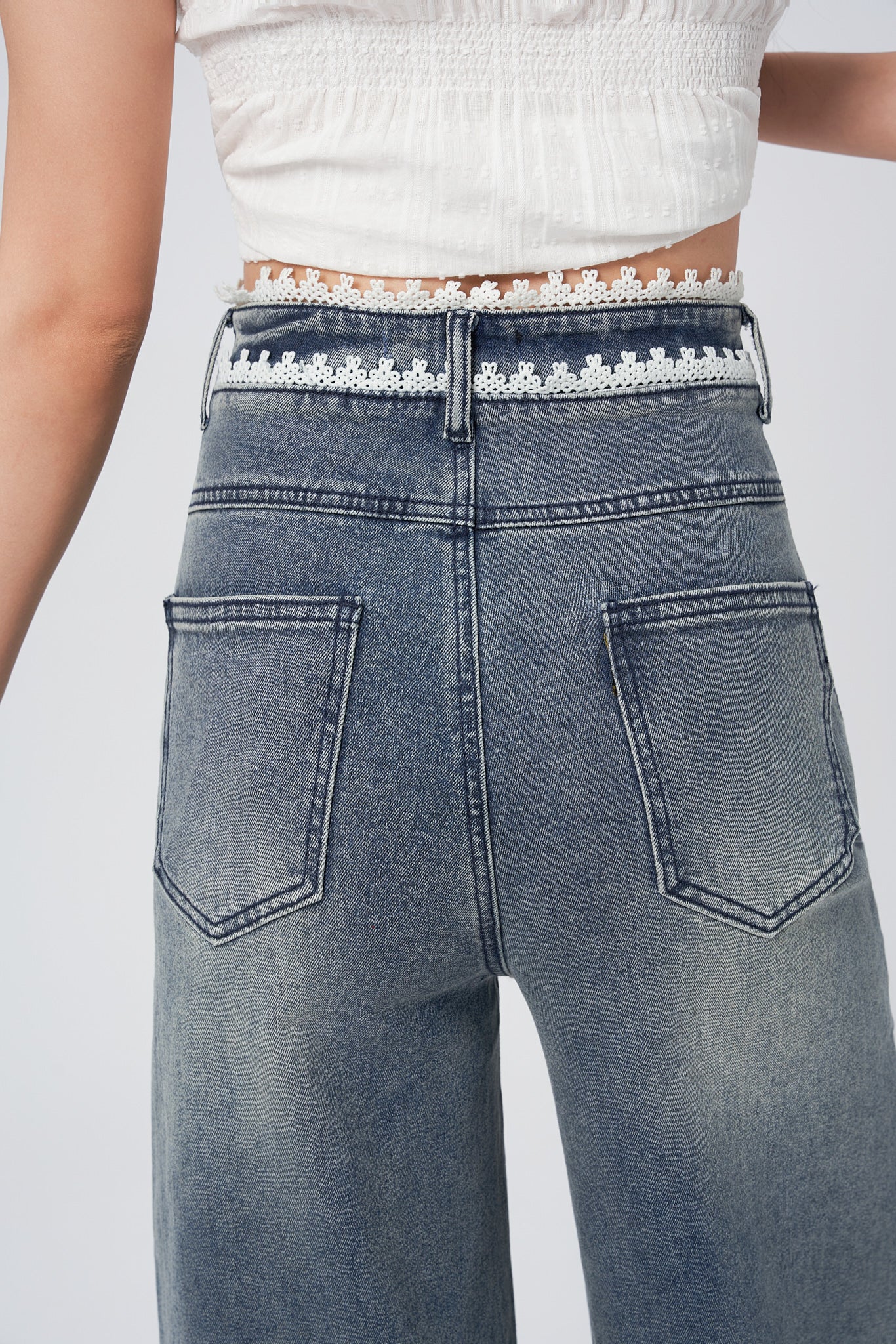 Laced Pleat Wide Leg Jeans - Image 5