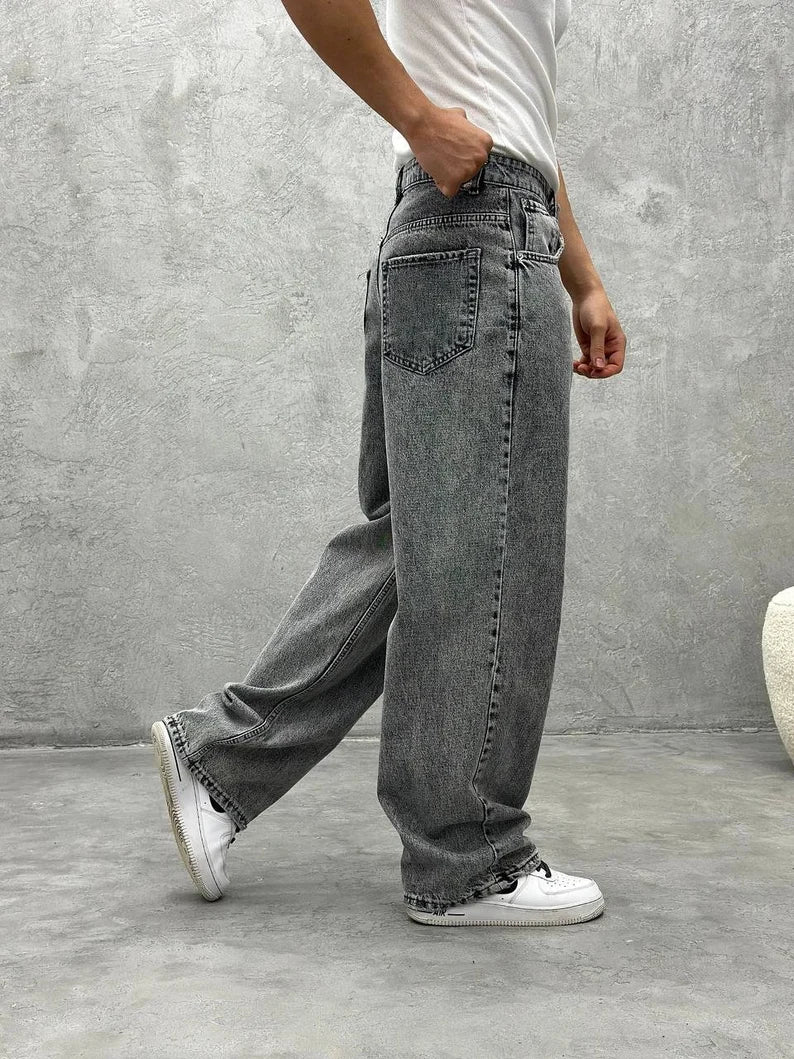 Metal Grey Acid Wash Regular Fit Denim - Image 2