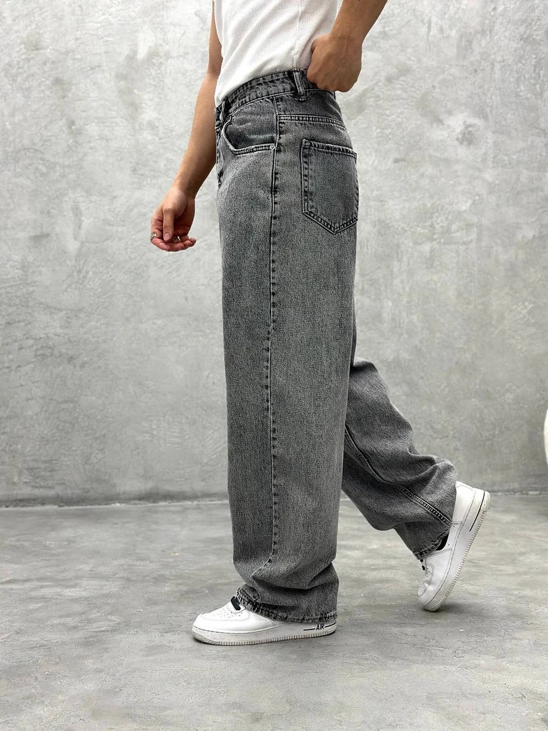 Metal Grey Acid Wash Regular Fit Denim - Image 4