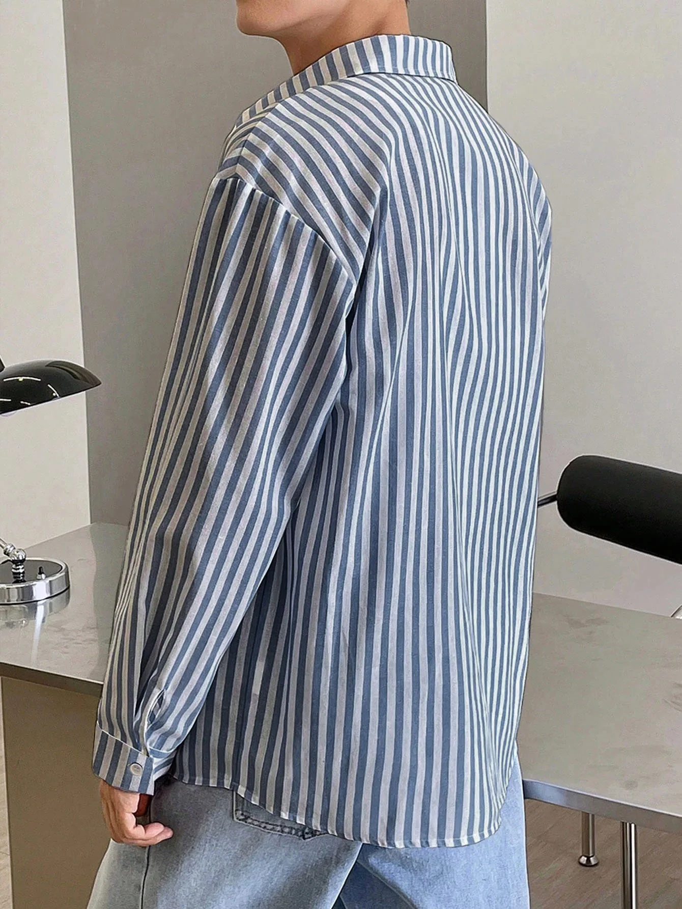 Modern Stripe Collared Shirt - Image 3