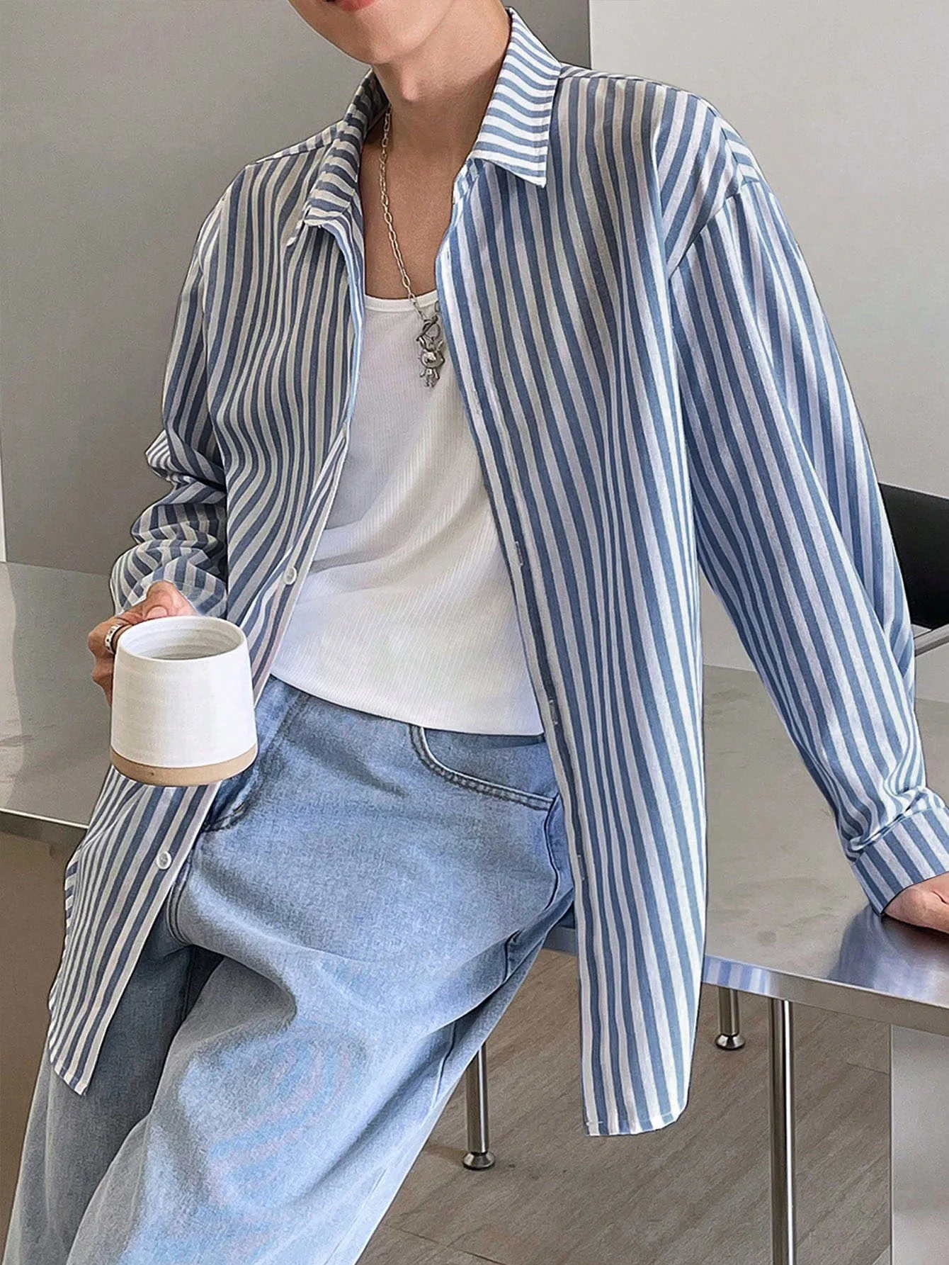 Modern Stripe Collared Shirt - Image 4