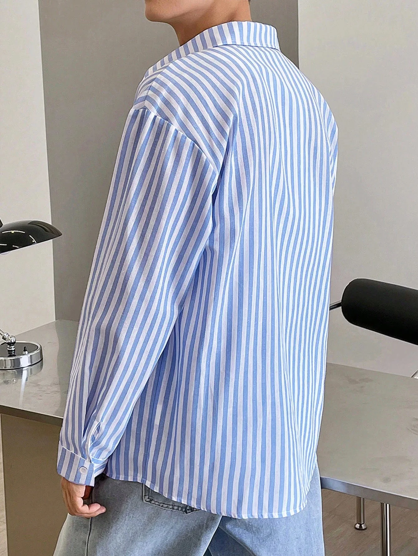 Modern Stripe Collared Shirt - Image 6