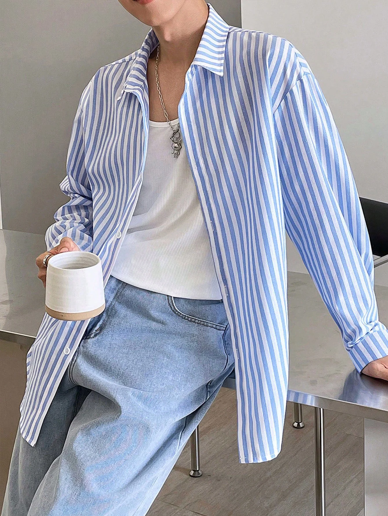 Modern Stripe Collared Shirt - Image 7