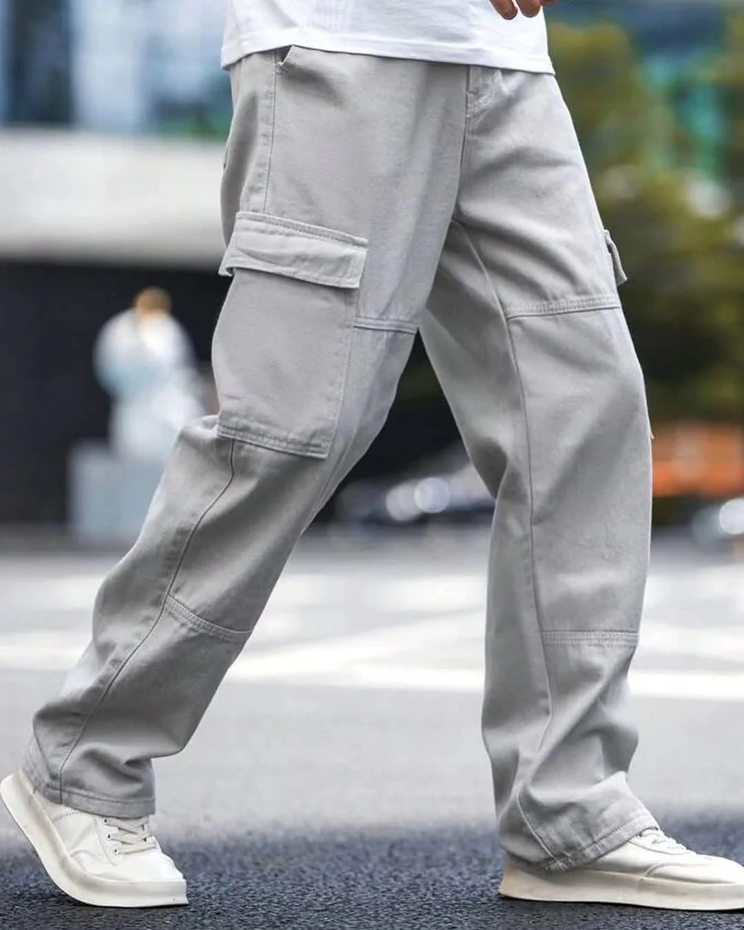 Moonstone Grey Flap Pocket Side Cargo Jeans - Image 6