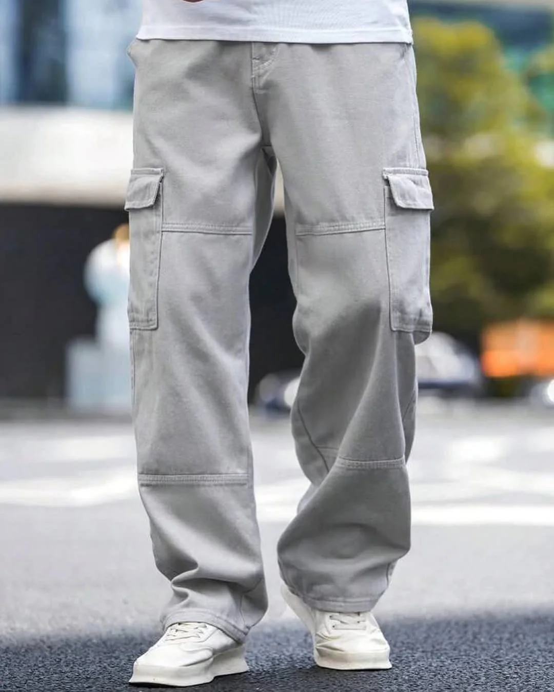 Moonstone Grey Flap Pocket Side Cargo Jeans - Image 7