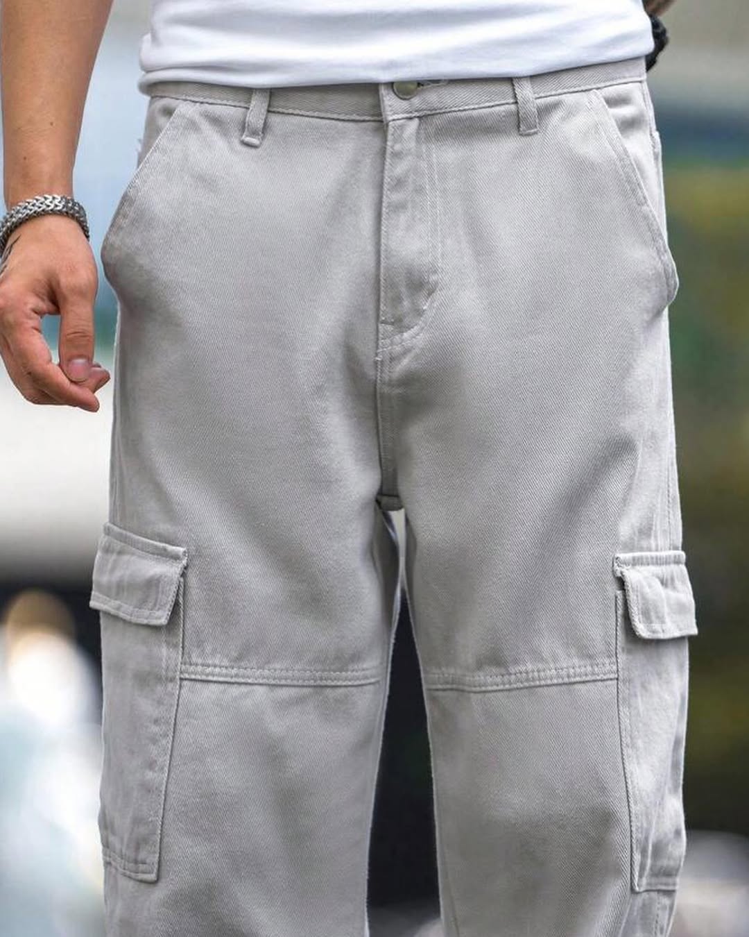 Moonstone Grey Flap Pocket Side Cargo Jeans - Image 8