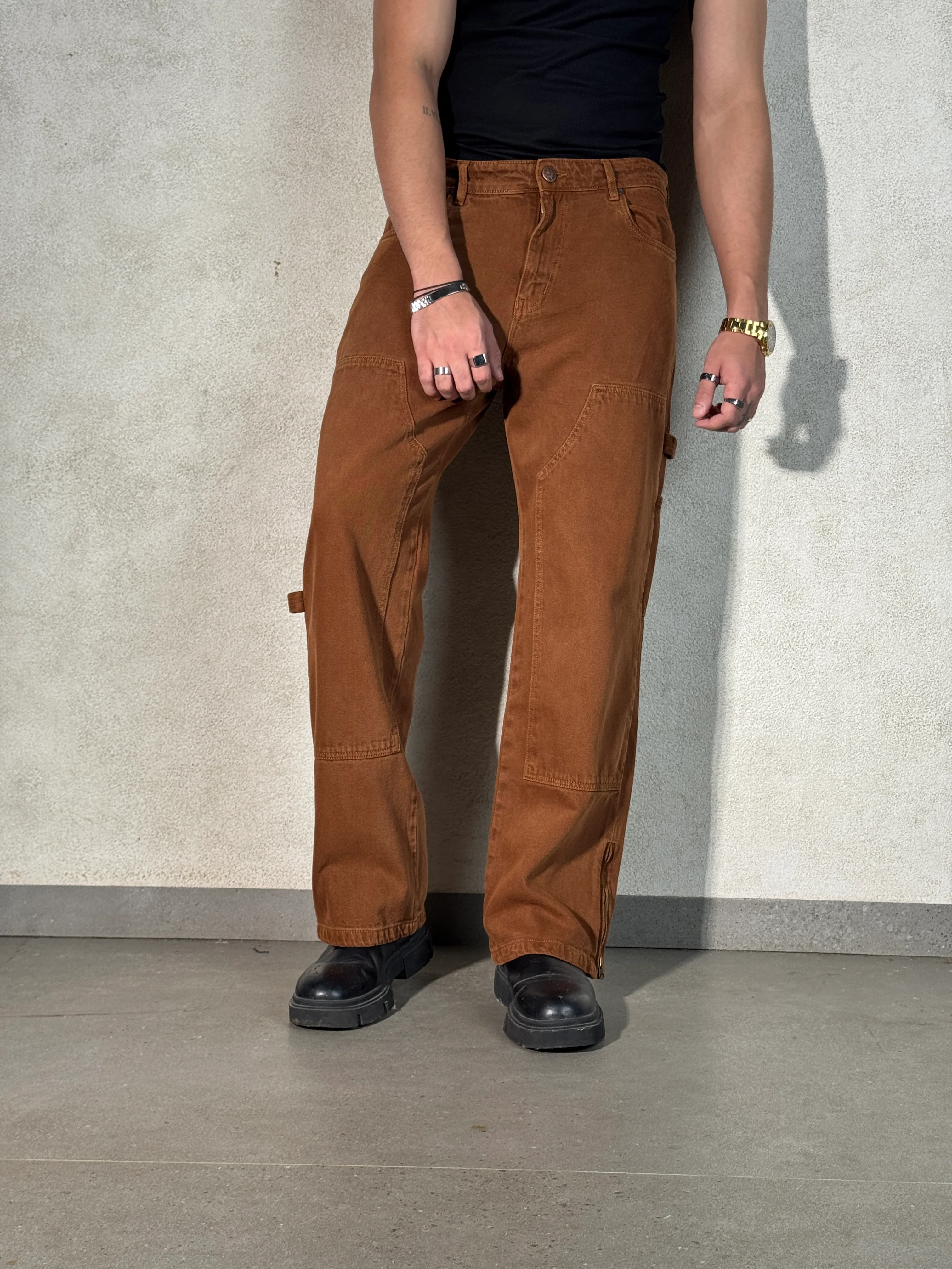 Mud Khaki Carpenter Loose Straight Jeans - Image 2