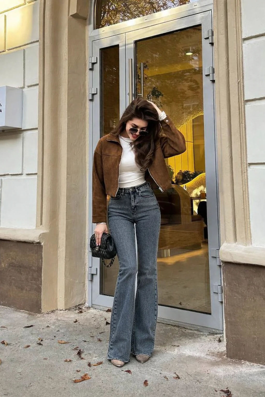 Neutral Grey Bootleg High Rise Jeans - Image 9