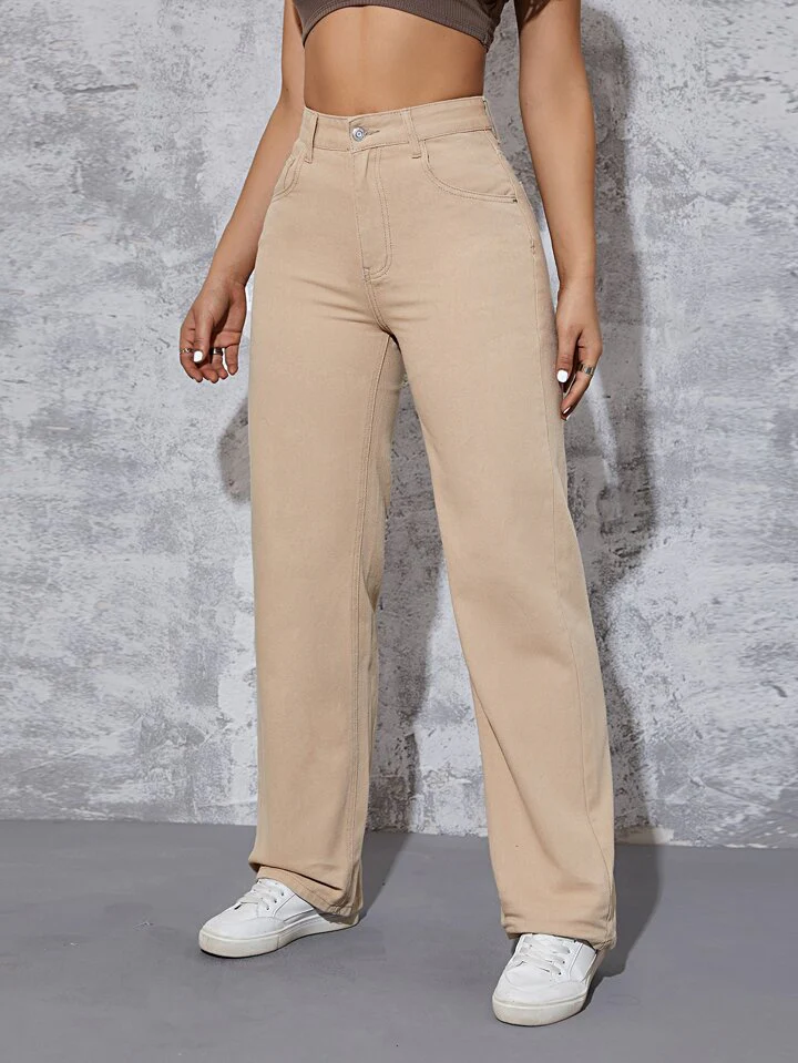 Neutral Nude Tone Straight leg Jeans - Image 2
