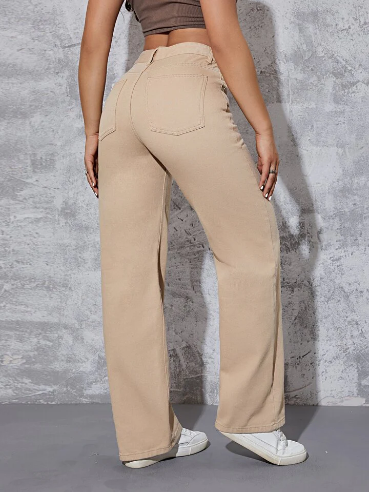 Neutral Nude Tone Straight leg Jeans - Image 3