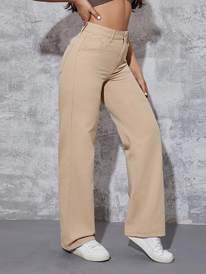 Neutral Nude Tone Straight leg Jeans - Image 4