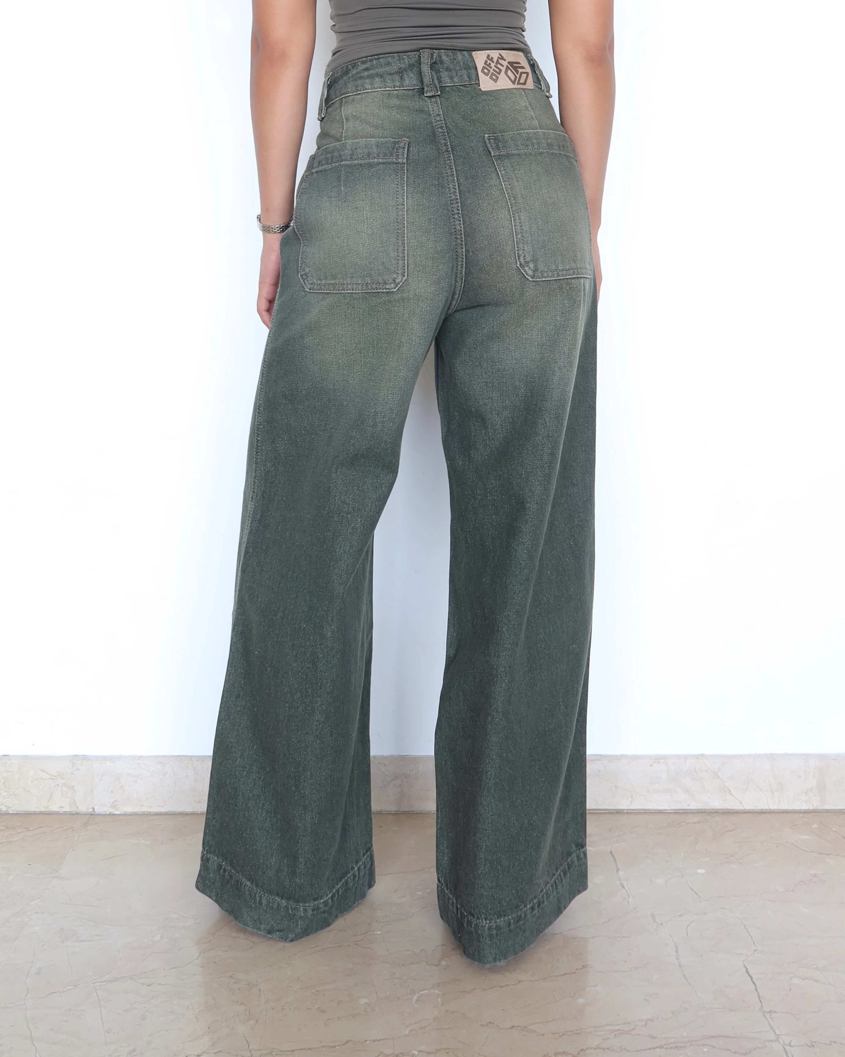 Olive Edit Baggy Wide Leg Jeans - Image 7