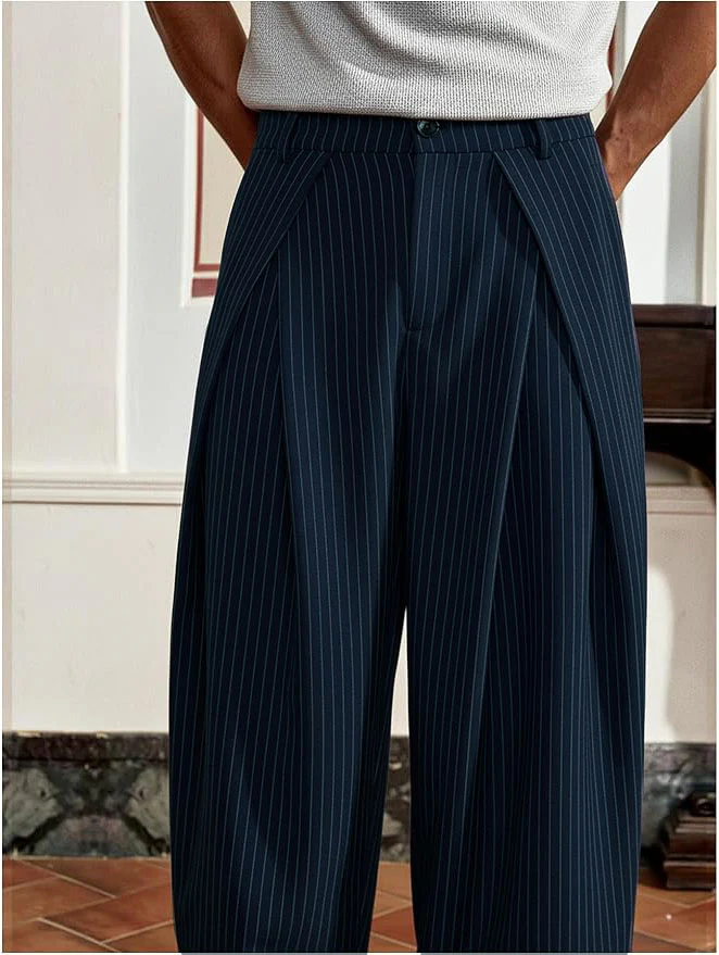 Overfold Stripes Draped Trousers - Image 11