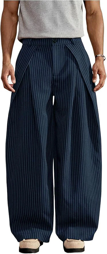 Overfold Stripes Draped Trousers - Image 12