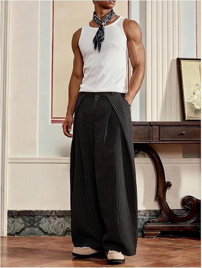 Overfold Stripes Draped Trousers - Image 2