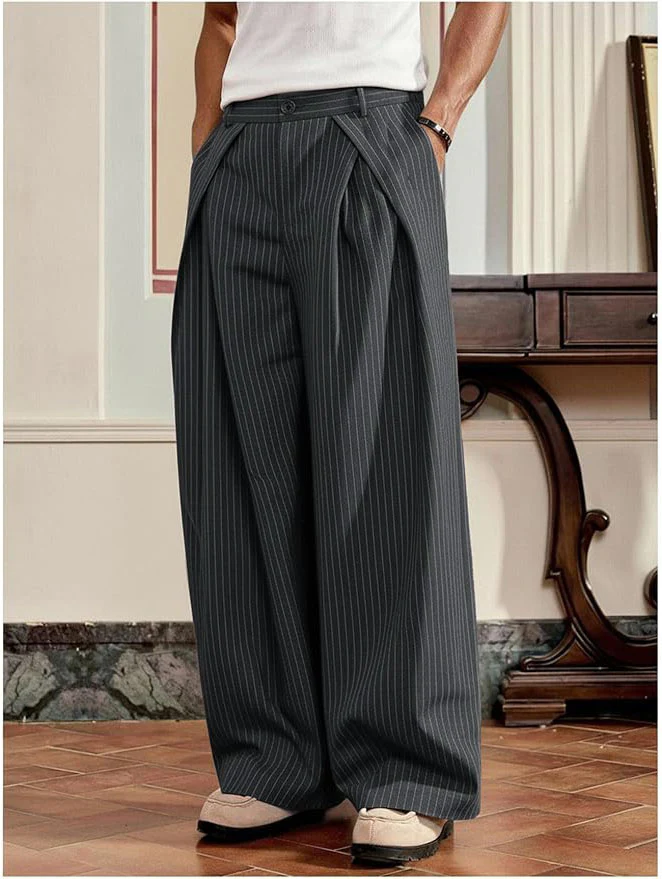 Overfold Stripes Draped Trousers - Image 4