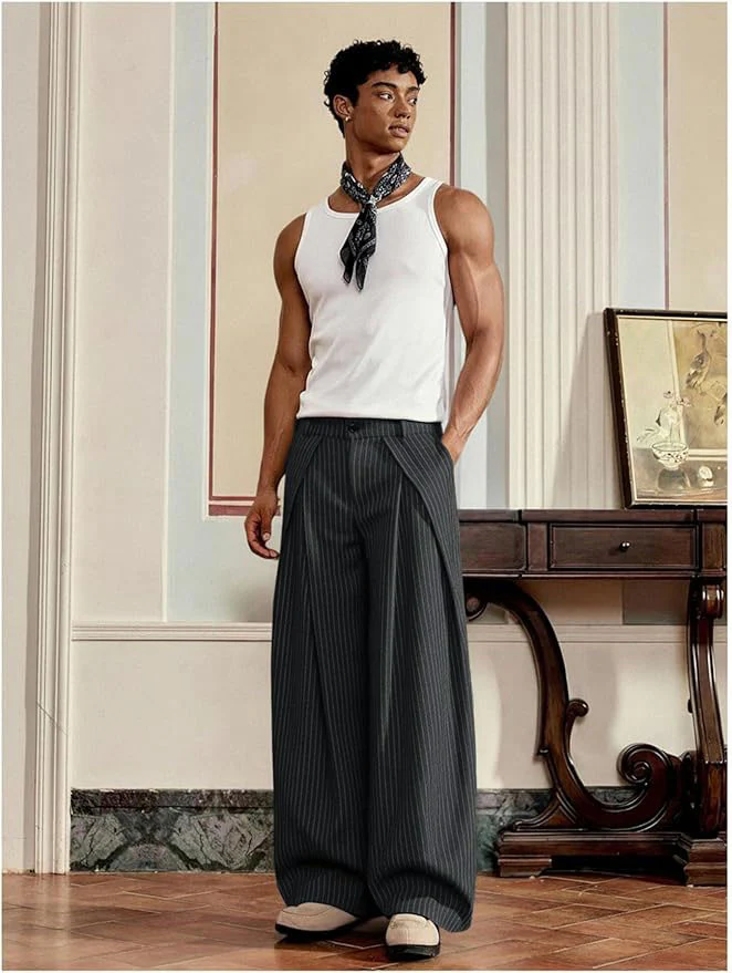 Overfold Stripes Draped Trousers - Image 8
