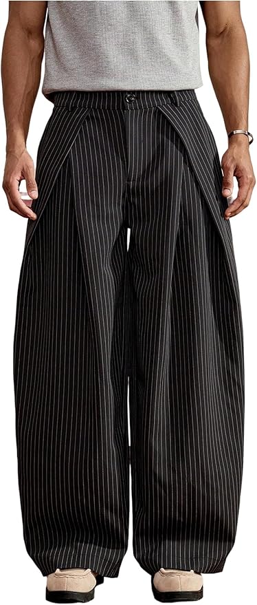Overfold Stripes Draped Trousers - Image 9