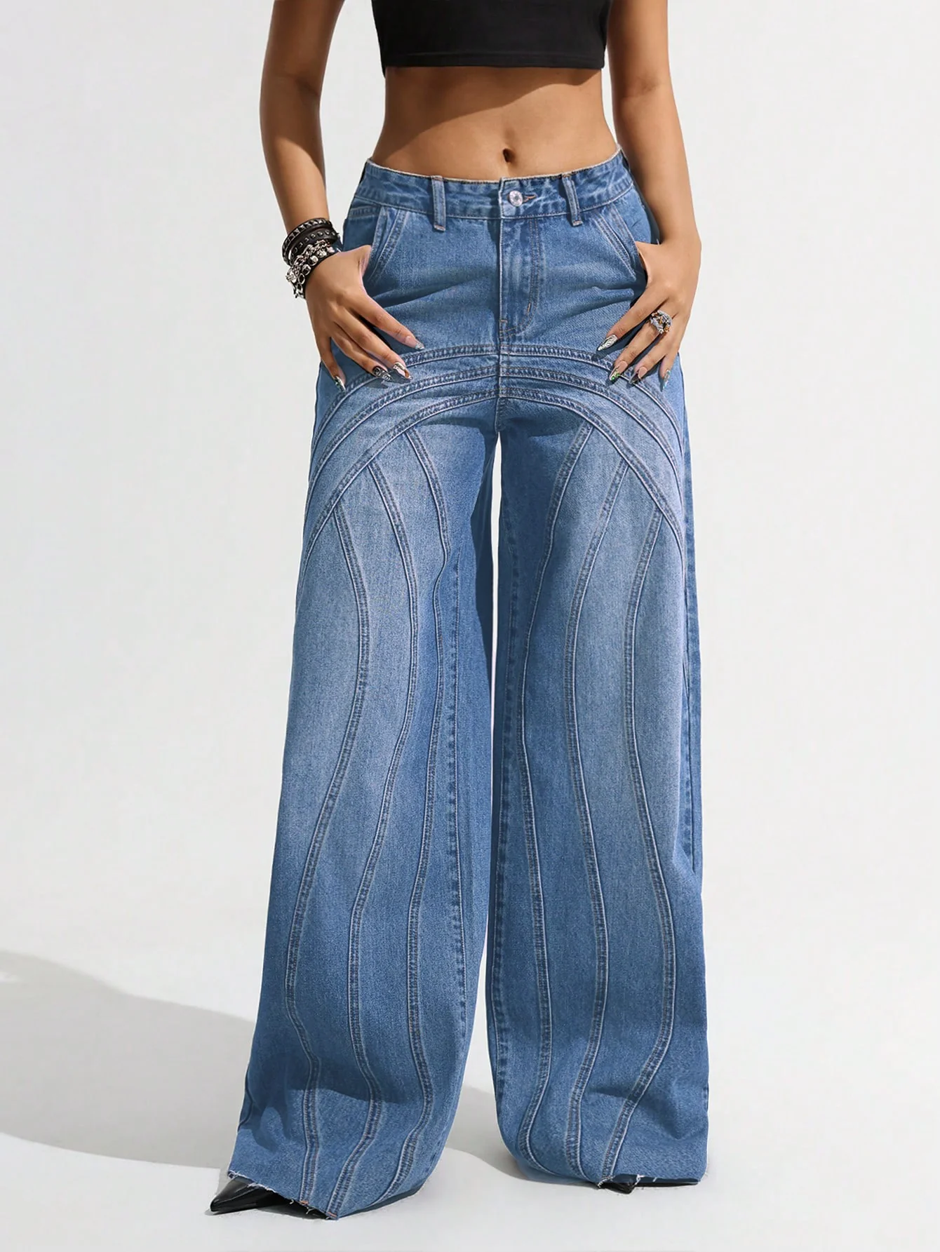 Pannel Play Wide Leg Jeans - Image 3