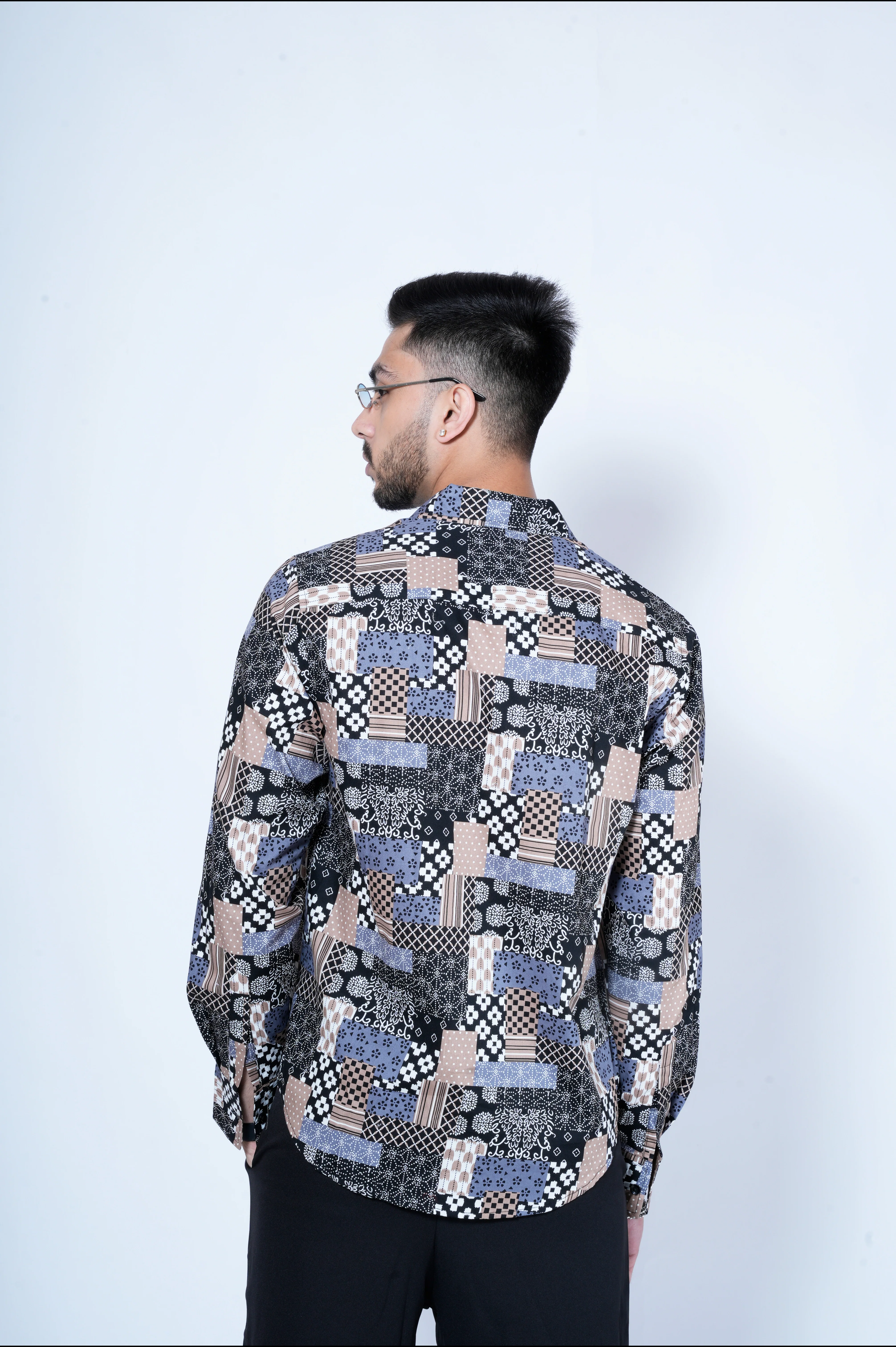 Patchwork Abstract Full Sleeves Shirt - Image 3