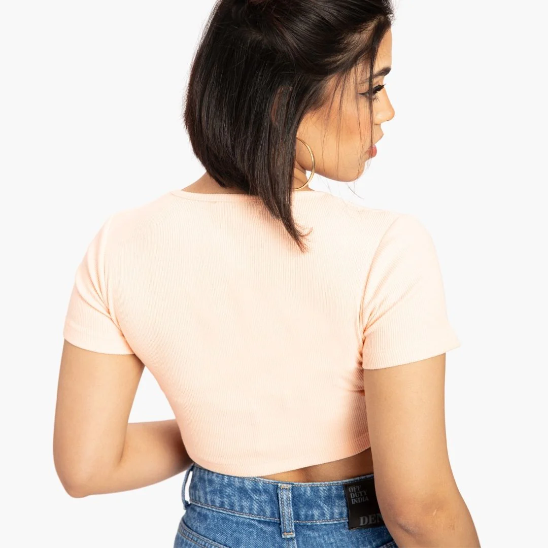 Peach Corset Curve Hem Crop Top - Image 3