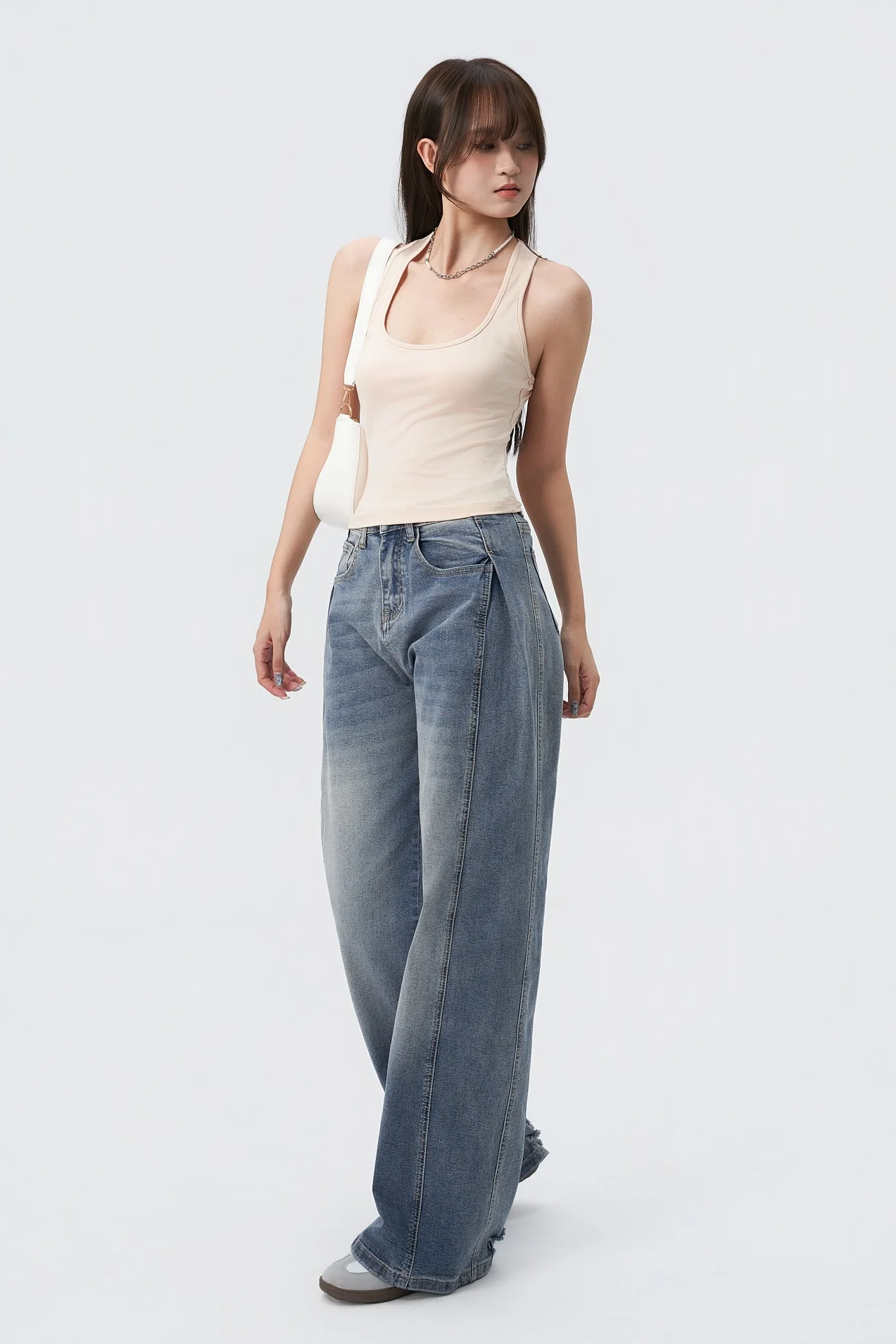 Pleat Panel Wide Leg Jeans - Image 6