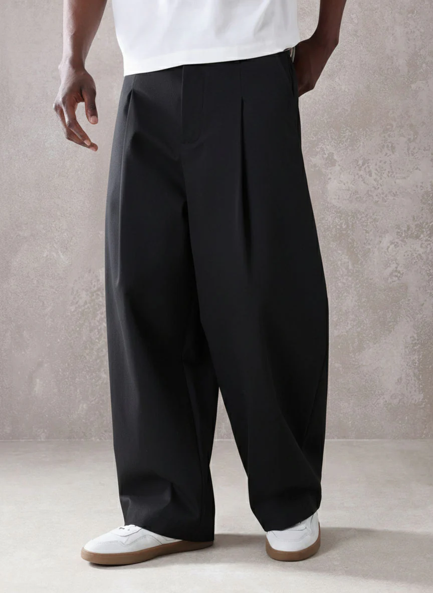 Pleated Minimal Wide Leg Trousers - Image 5