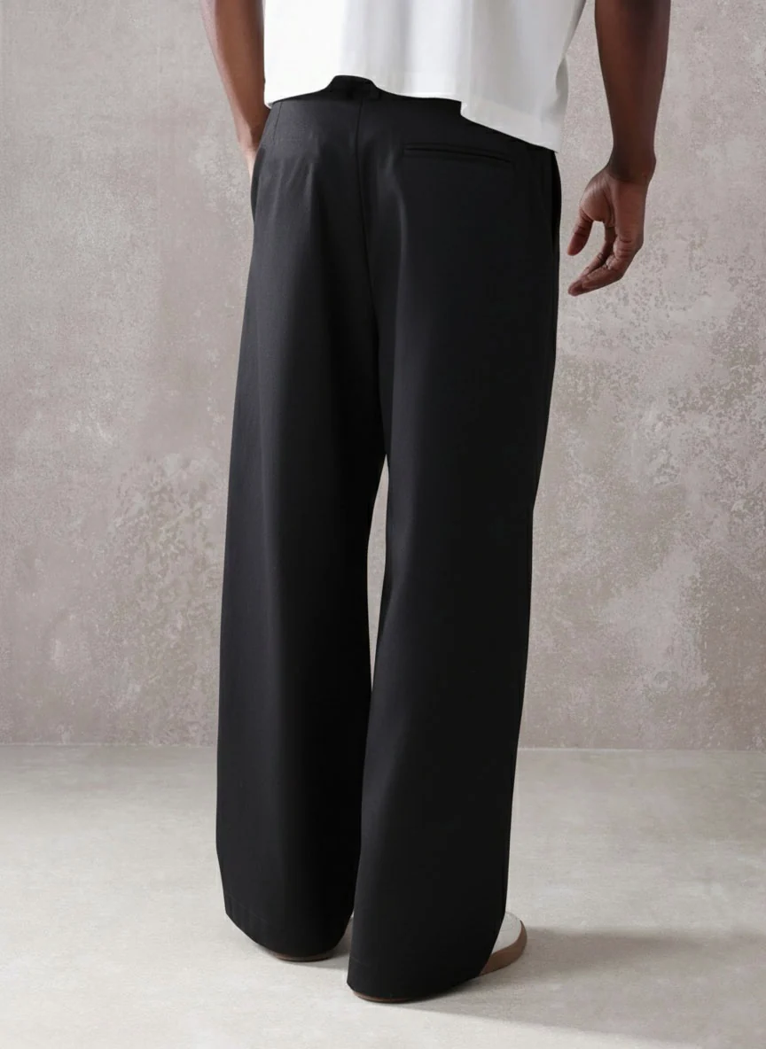 Pleated Minimal Wide Leg Trousers - Image 6