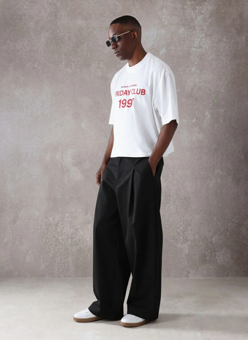 Pleated Minimal Wide Leg Trousers - Image 8