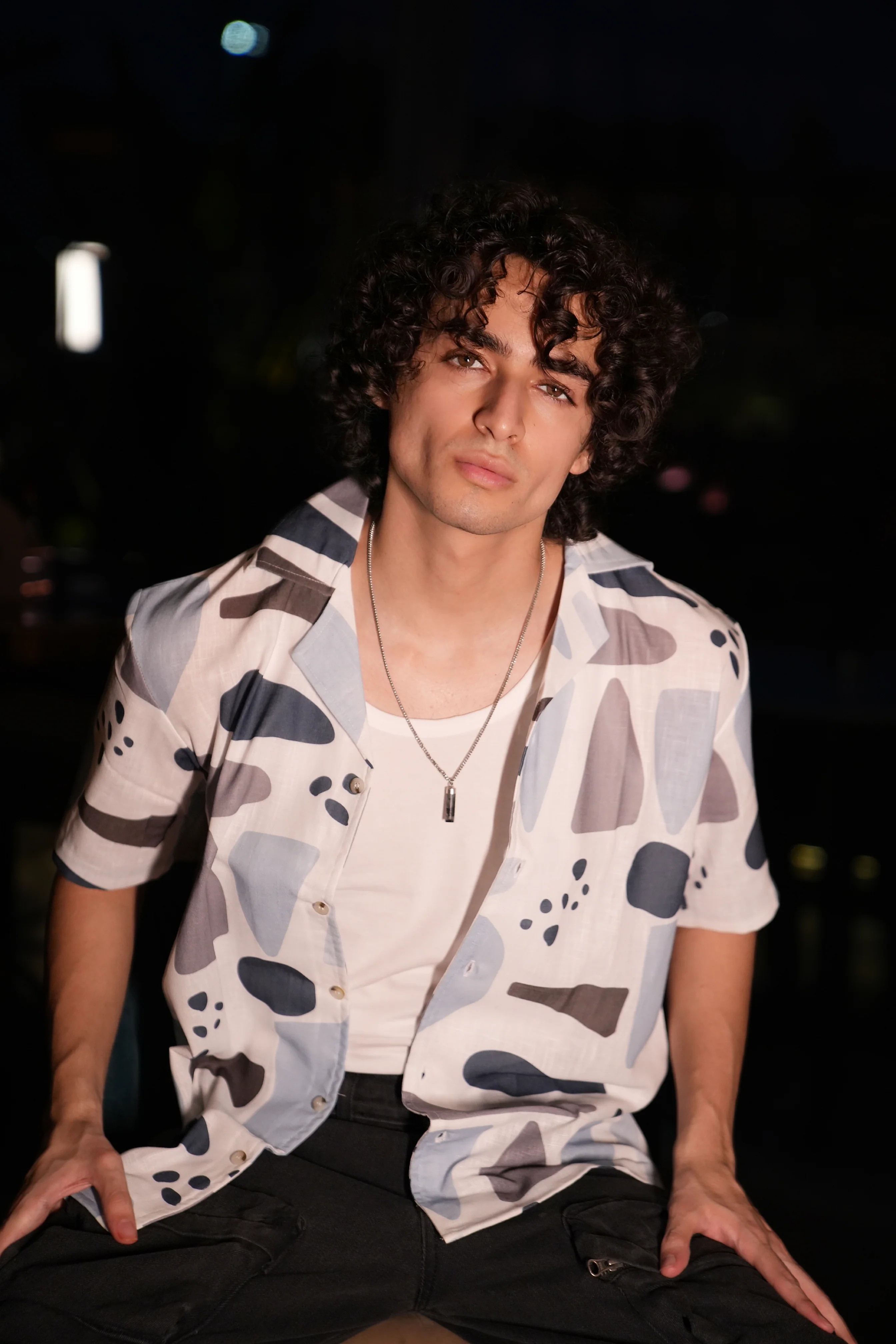 Premium Geometric Print Linen Shirt - Image 10