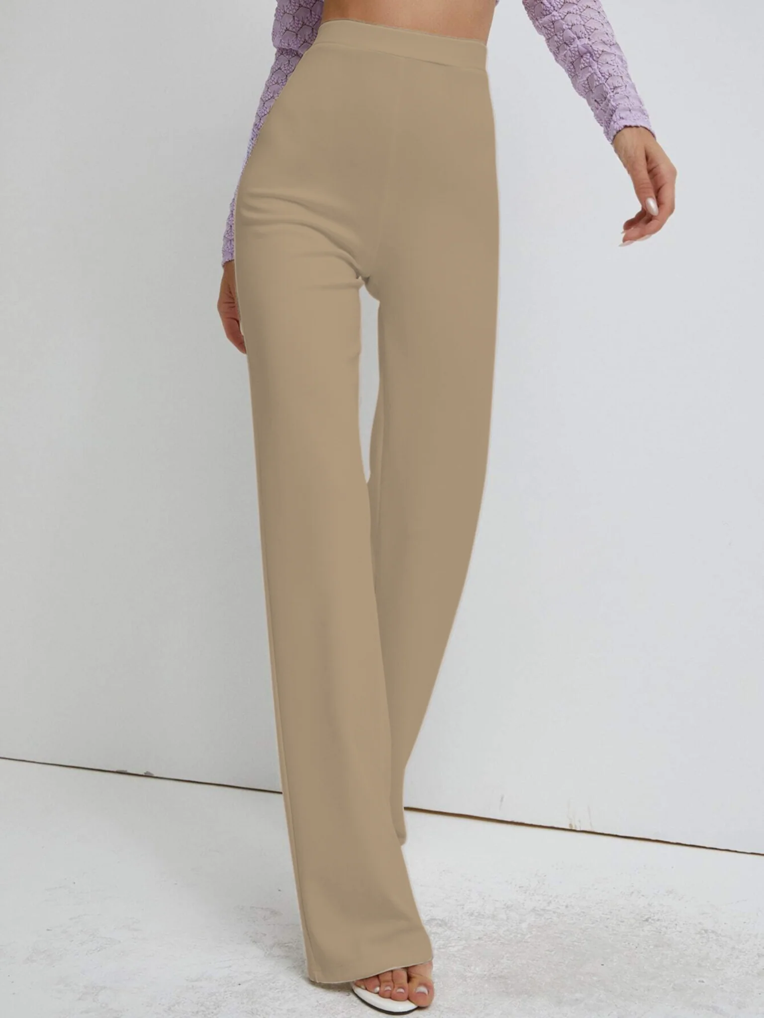 Premium Stretch High Waist Straight Leg Trousers - Image 11