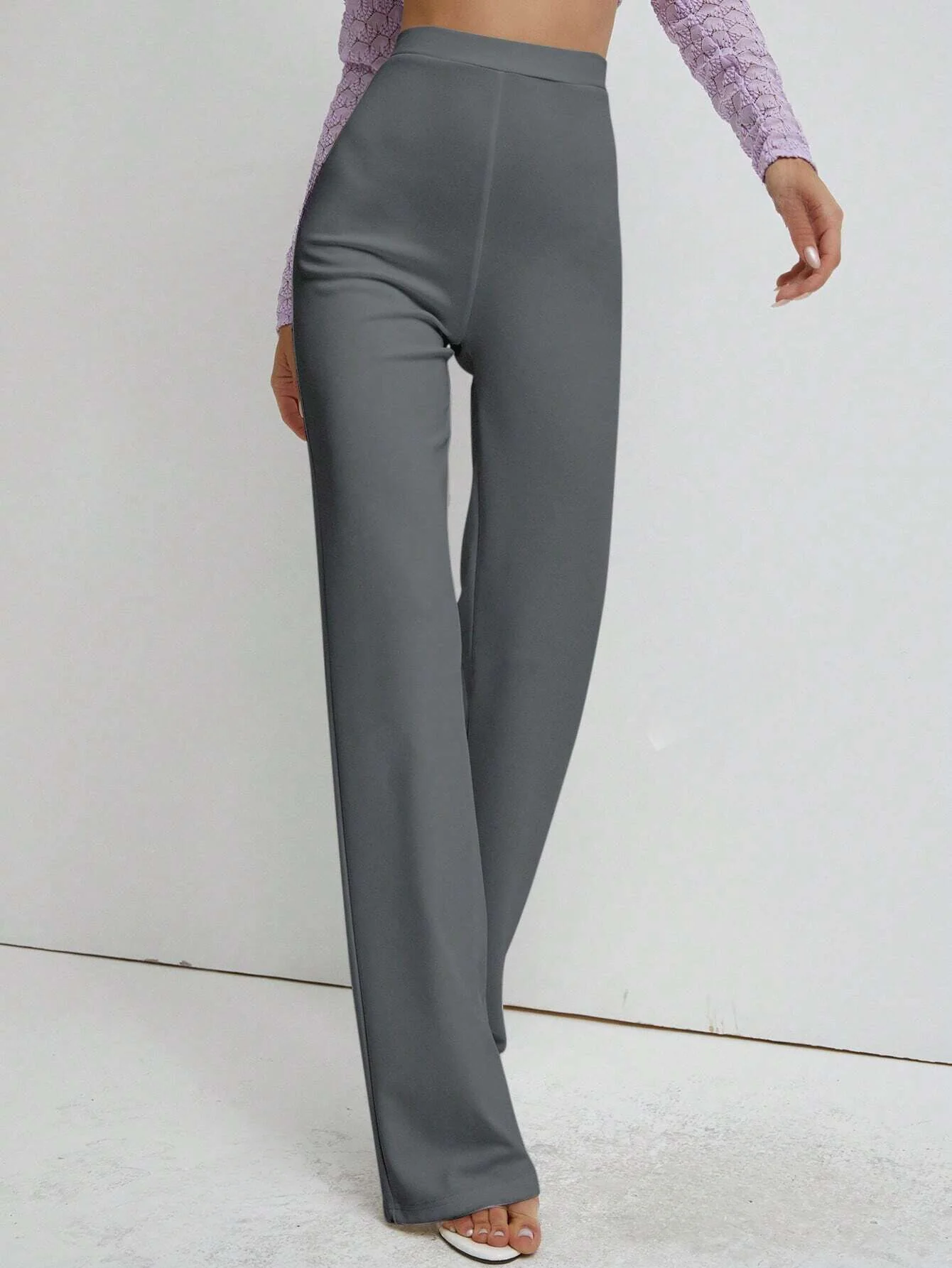 Premium Stretch High Waist Straight Leg Trousers - Image 7