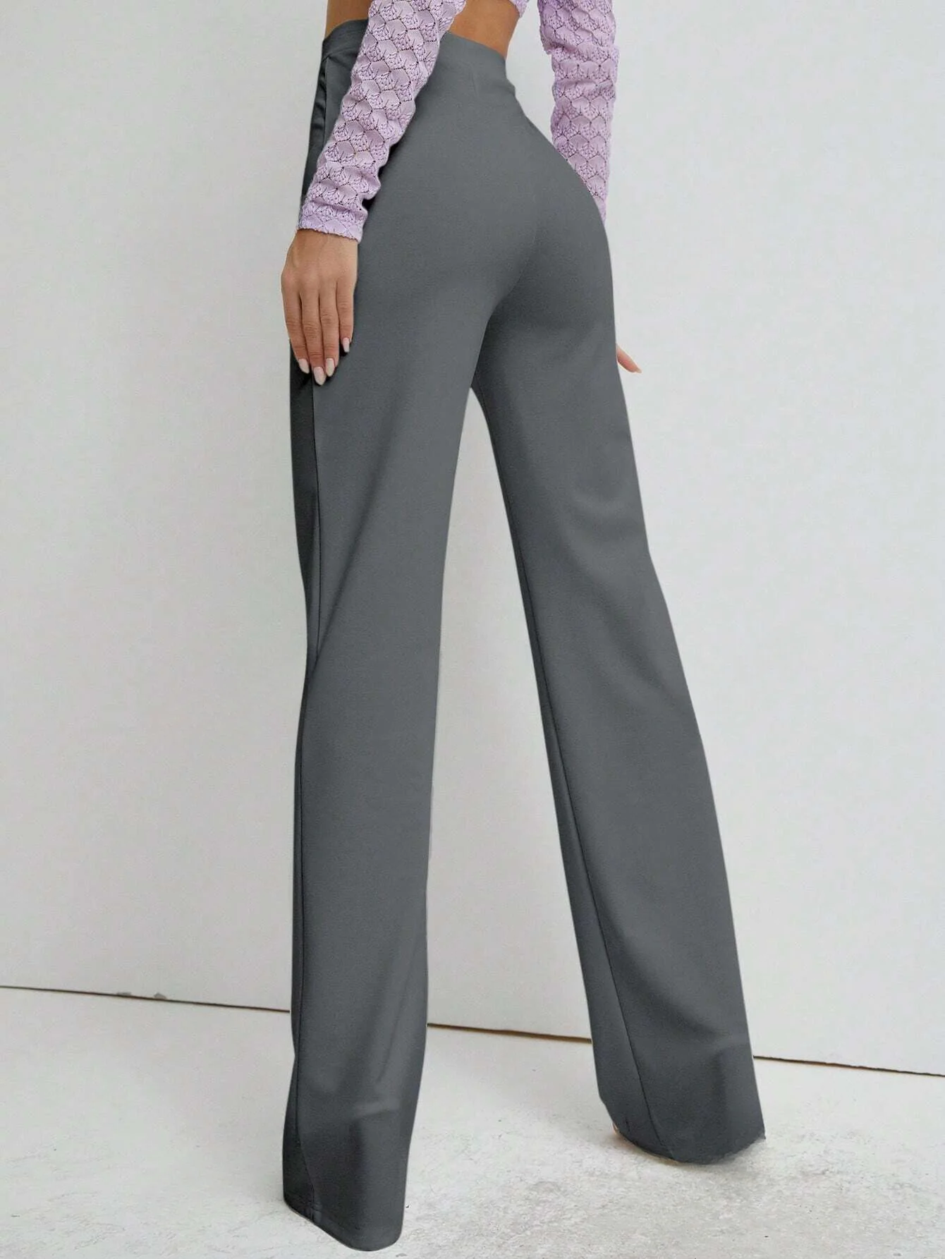 Premium Stretch High Waist Straight Leg Trousers - Image 9