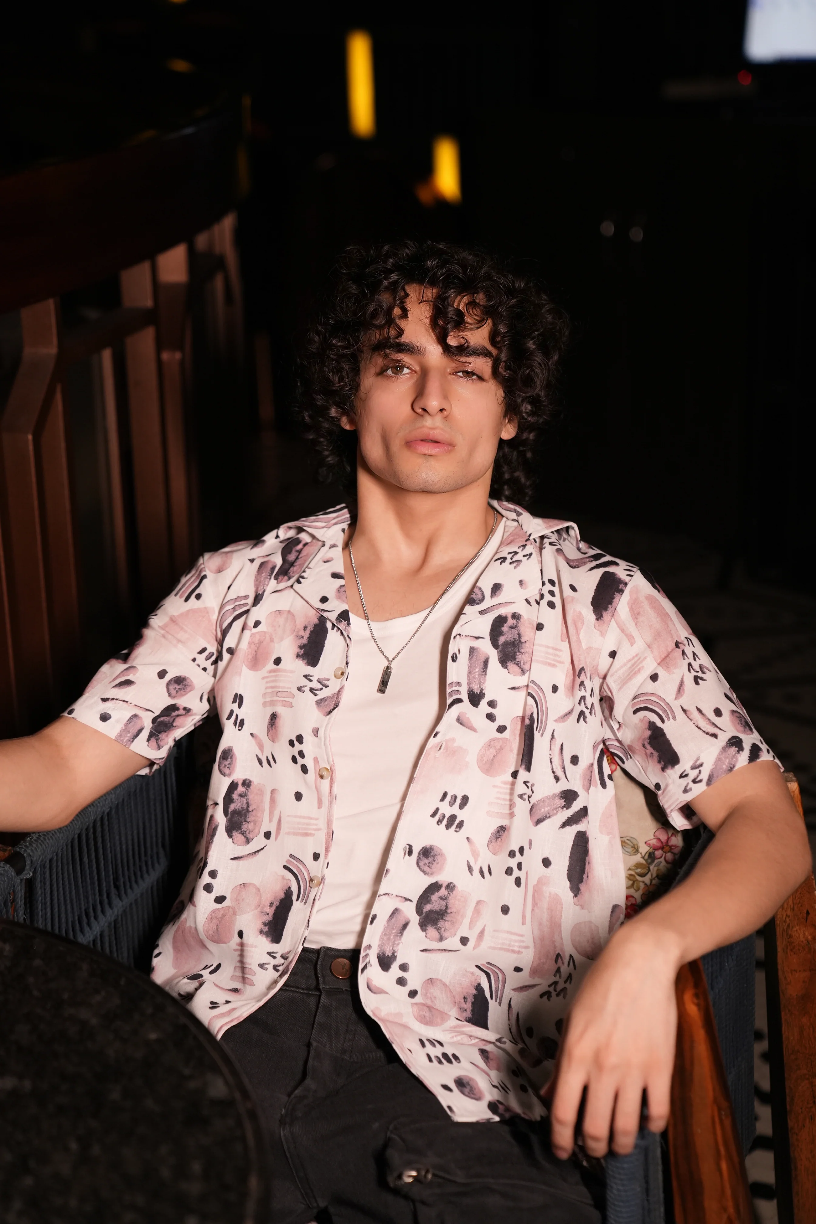 Premium Water Color Splash Print Linen Shirt - Image 5