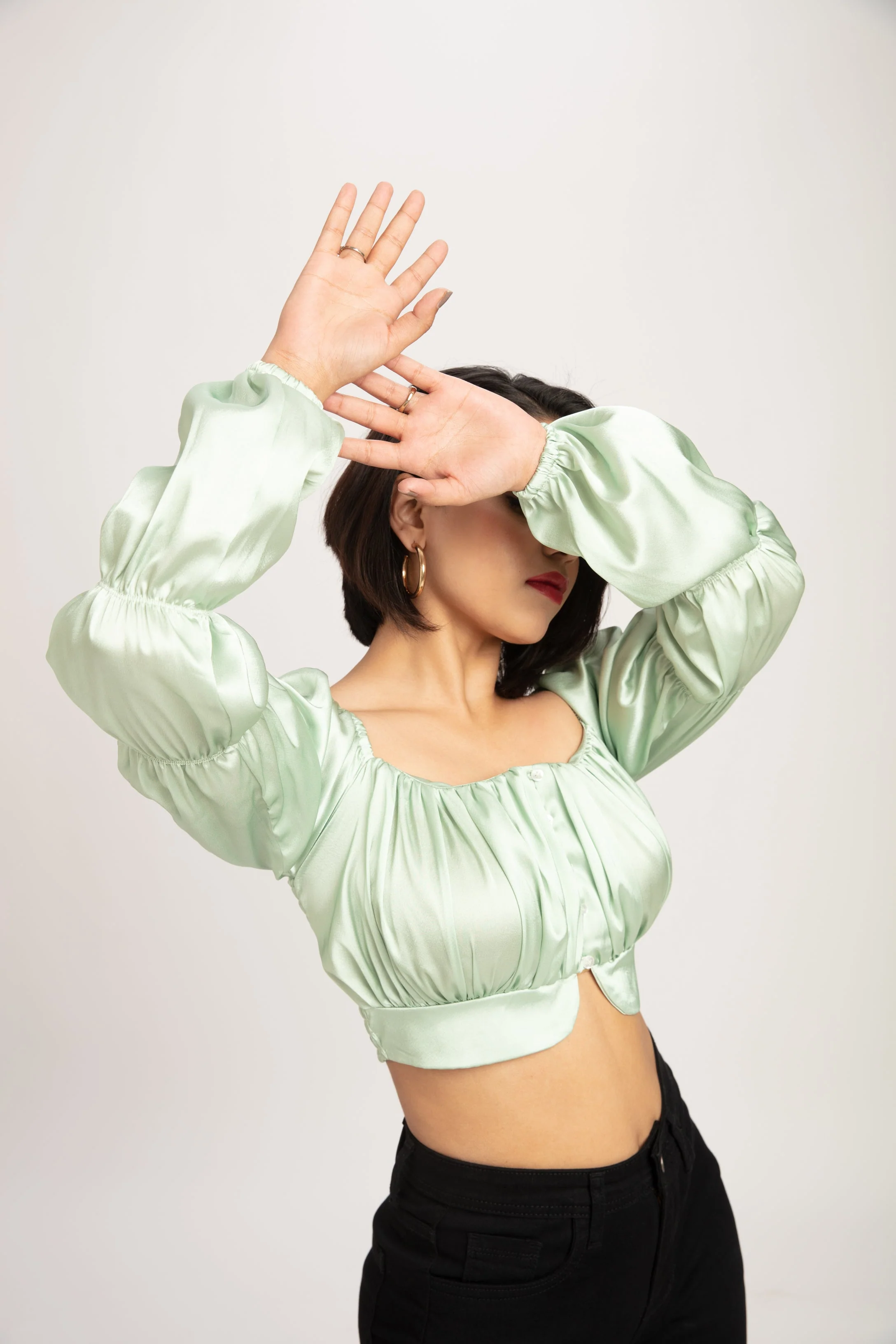 Princess Sage Green Tiered Sleeves top - Image 2