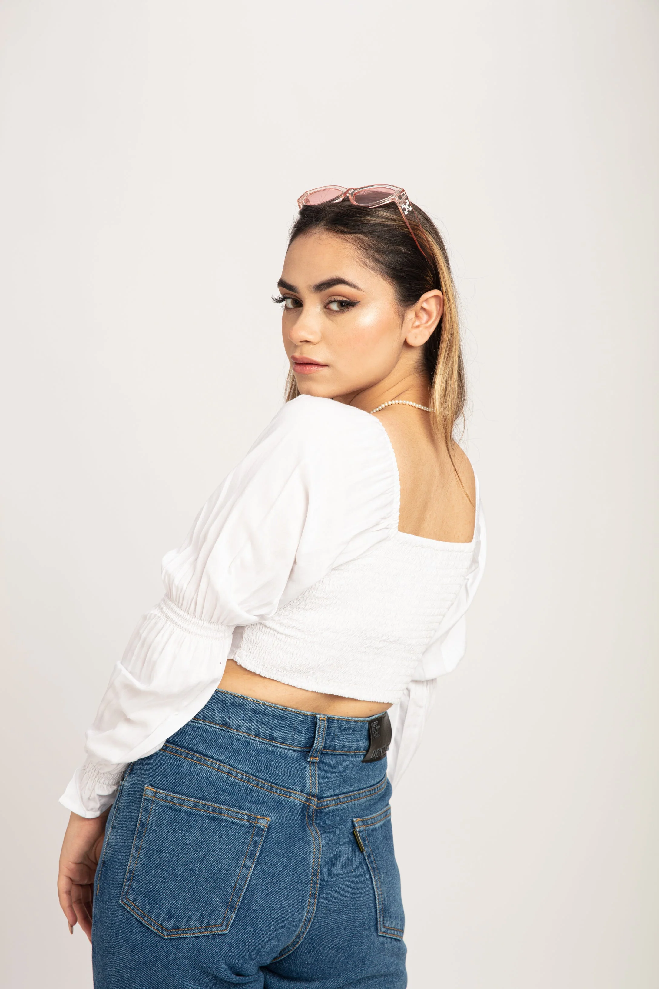 Puff Sleeve Milkmaid Crop Top - Image 2