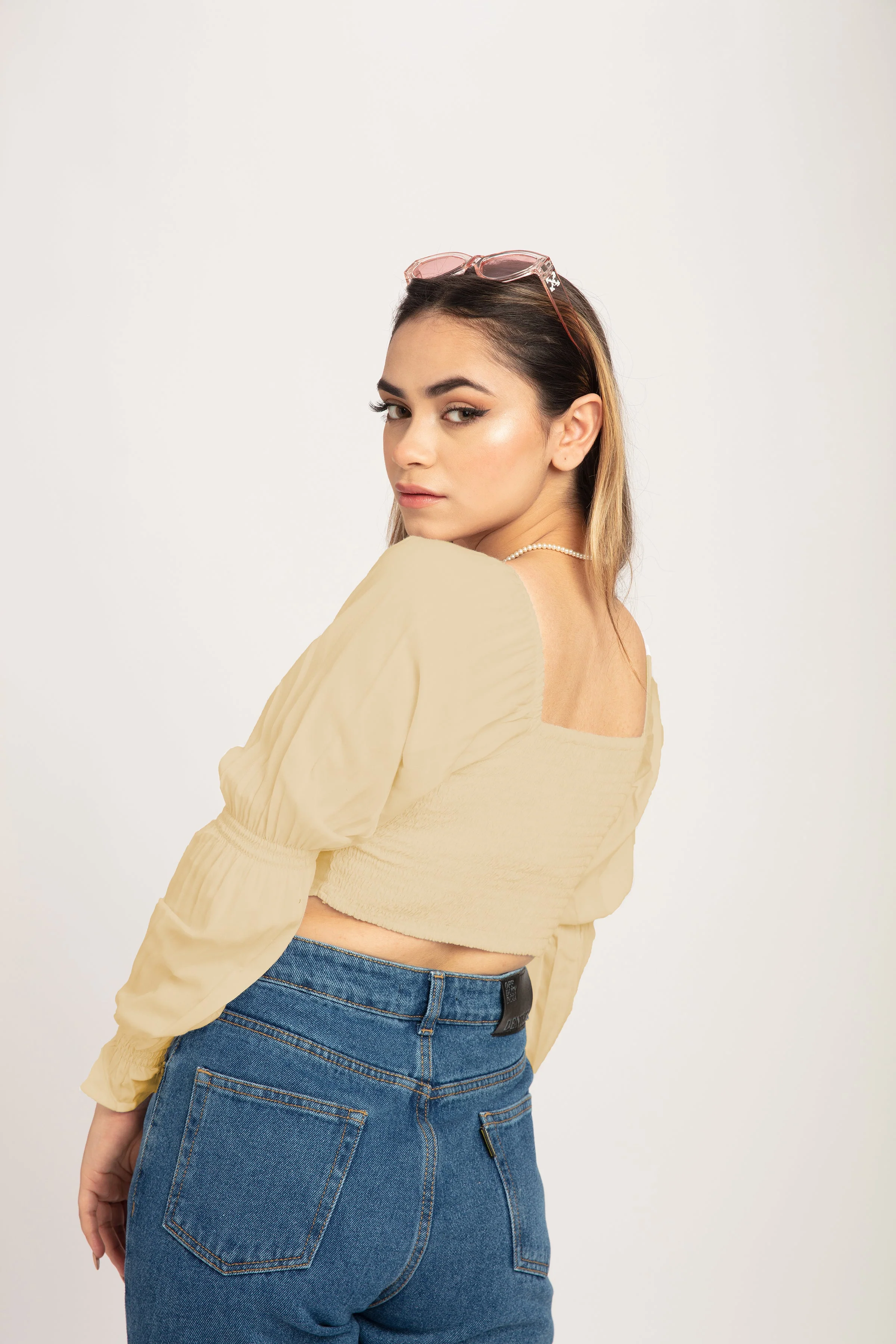 Puff Sleeve Milkmaid Crop Top - Image 9