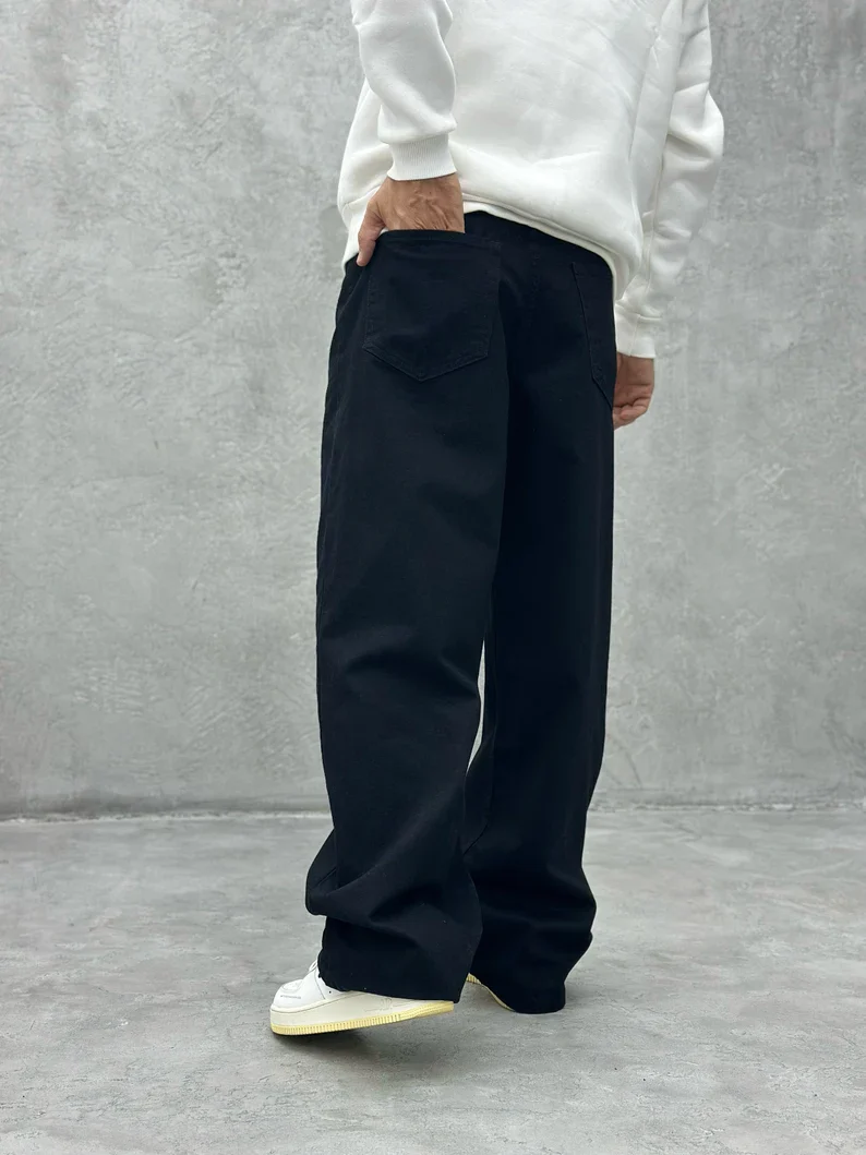 Pure Black Baggy Fit Rigid Jeans - Image 4