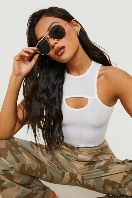 Racer Neck Cutout Sleeveless Bodysuit - Image 3