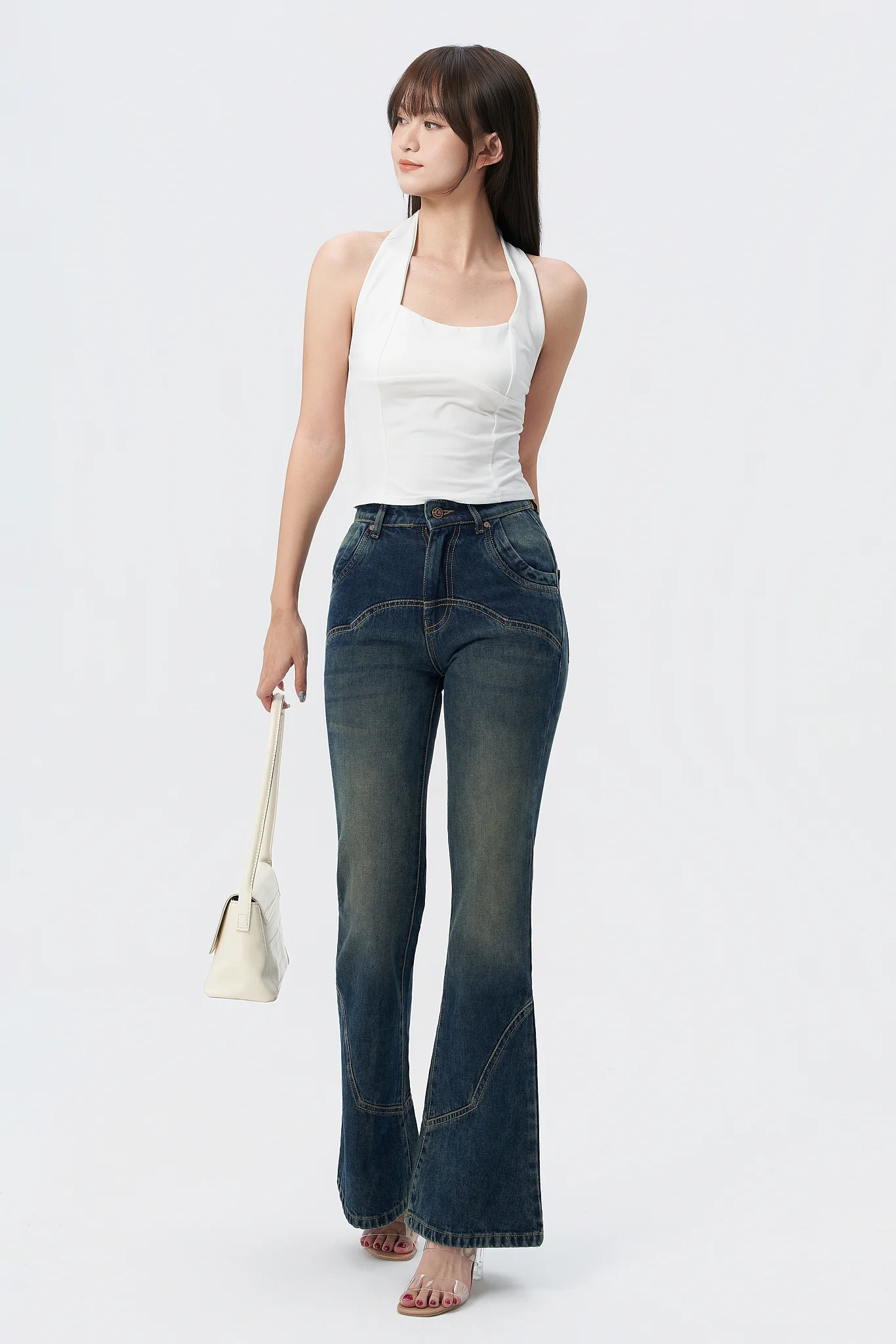 Retro Old School Flare Bootleg Jeans - Image 3