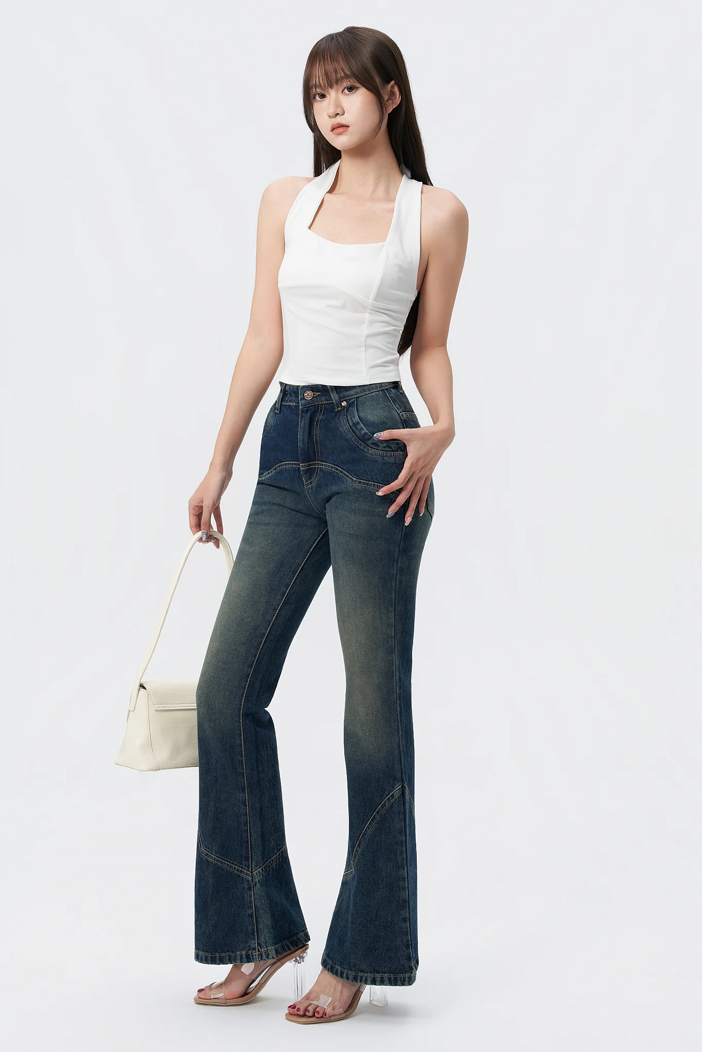 Retro Old School Flare Bootleg Jeans - Image 4