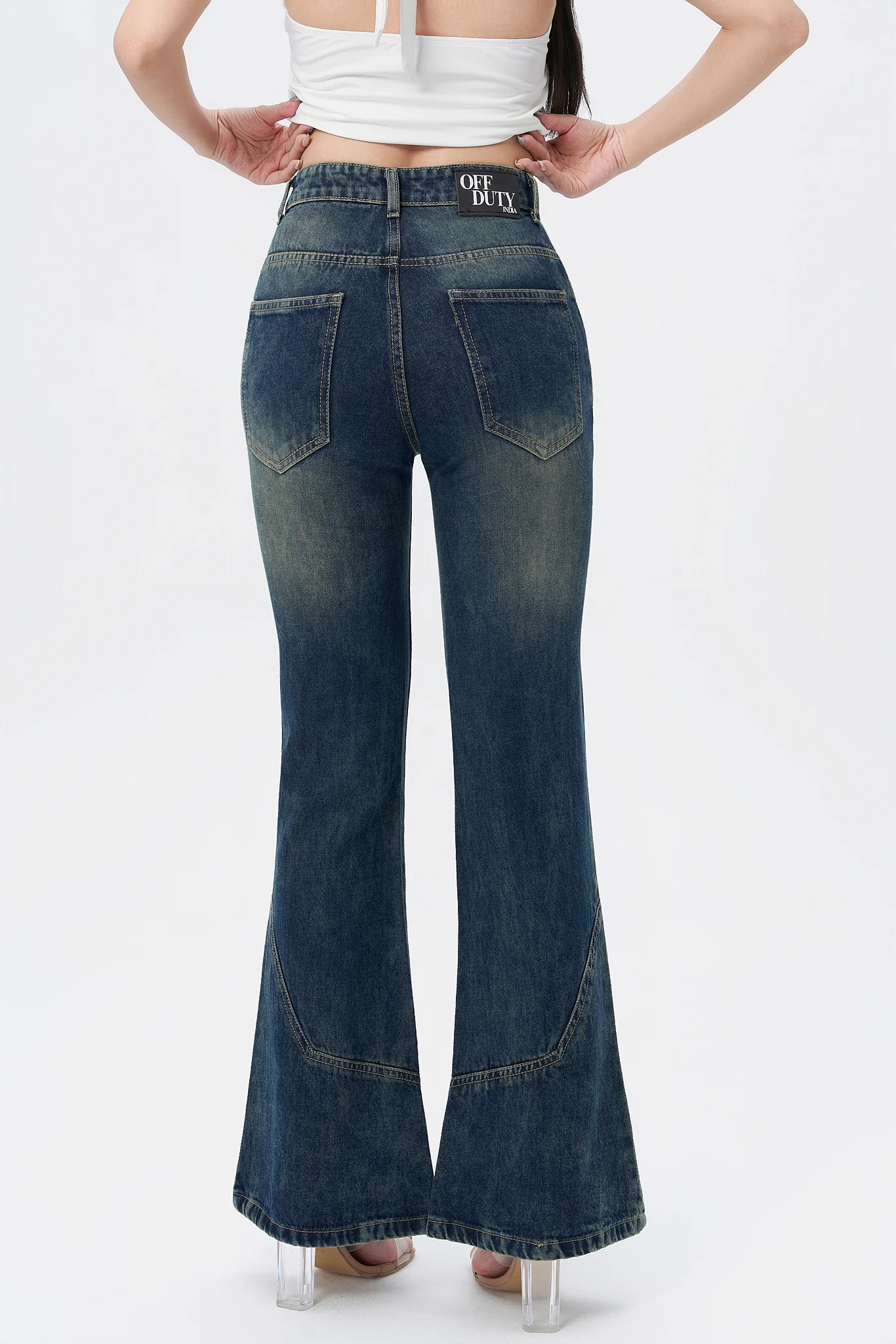 Retro Old School Flare Bootleg Jeans - Image 5