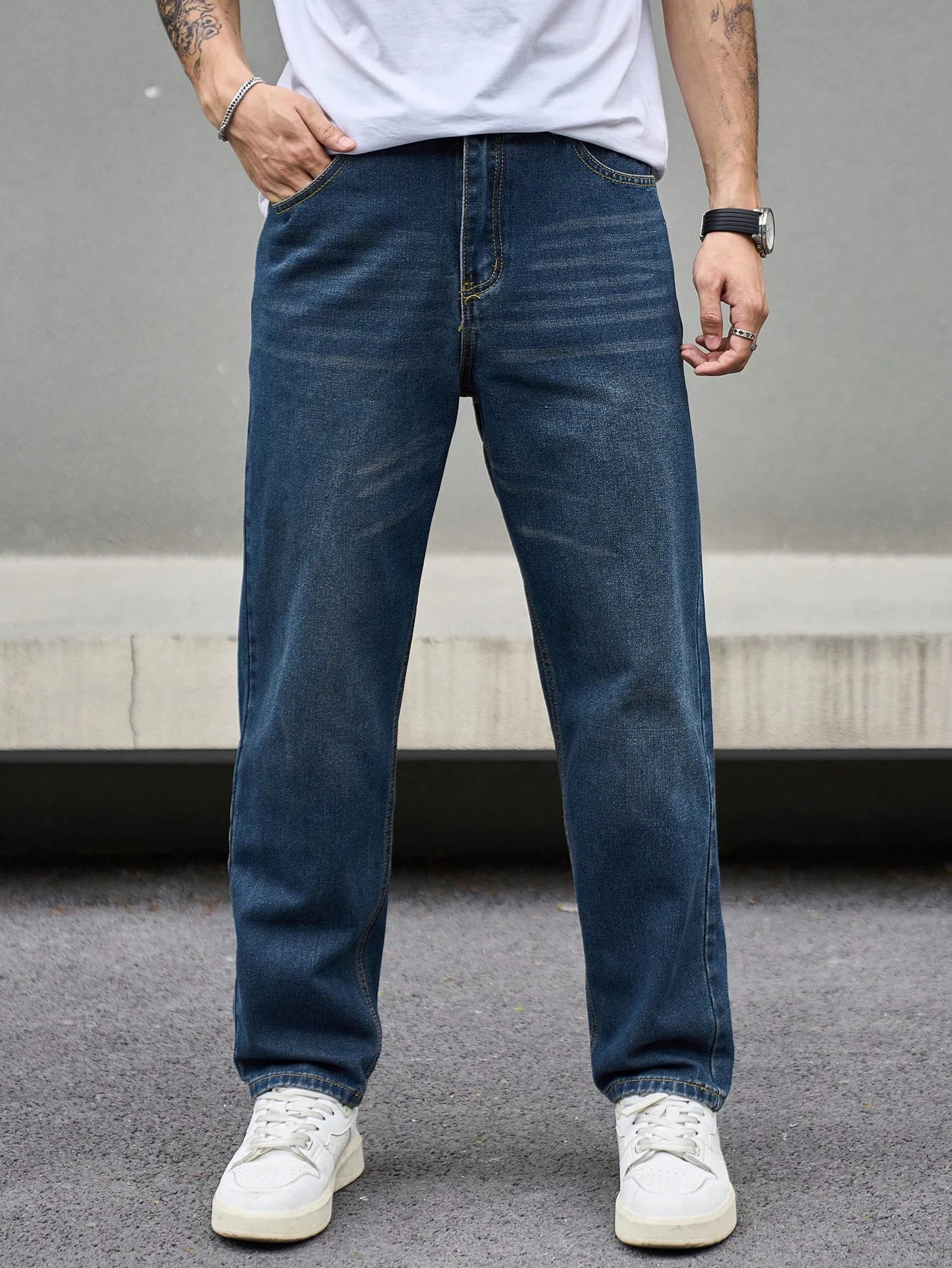 Royal Indigo Blue Straight Fit Jeans - Image 2