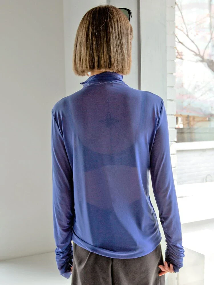 Ruched Sleeve Sheer Top - Image 5