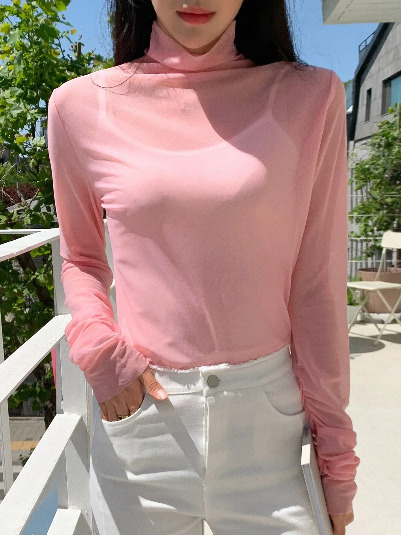 Ruched Sleeve Sheer Top - Image 7