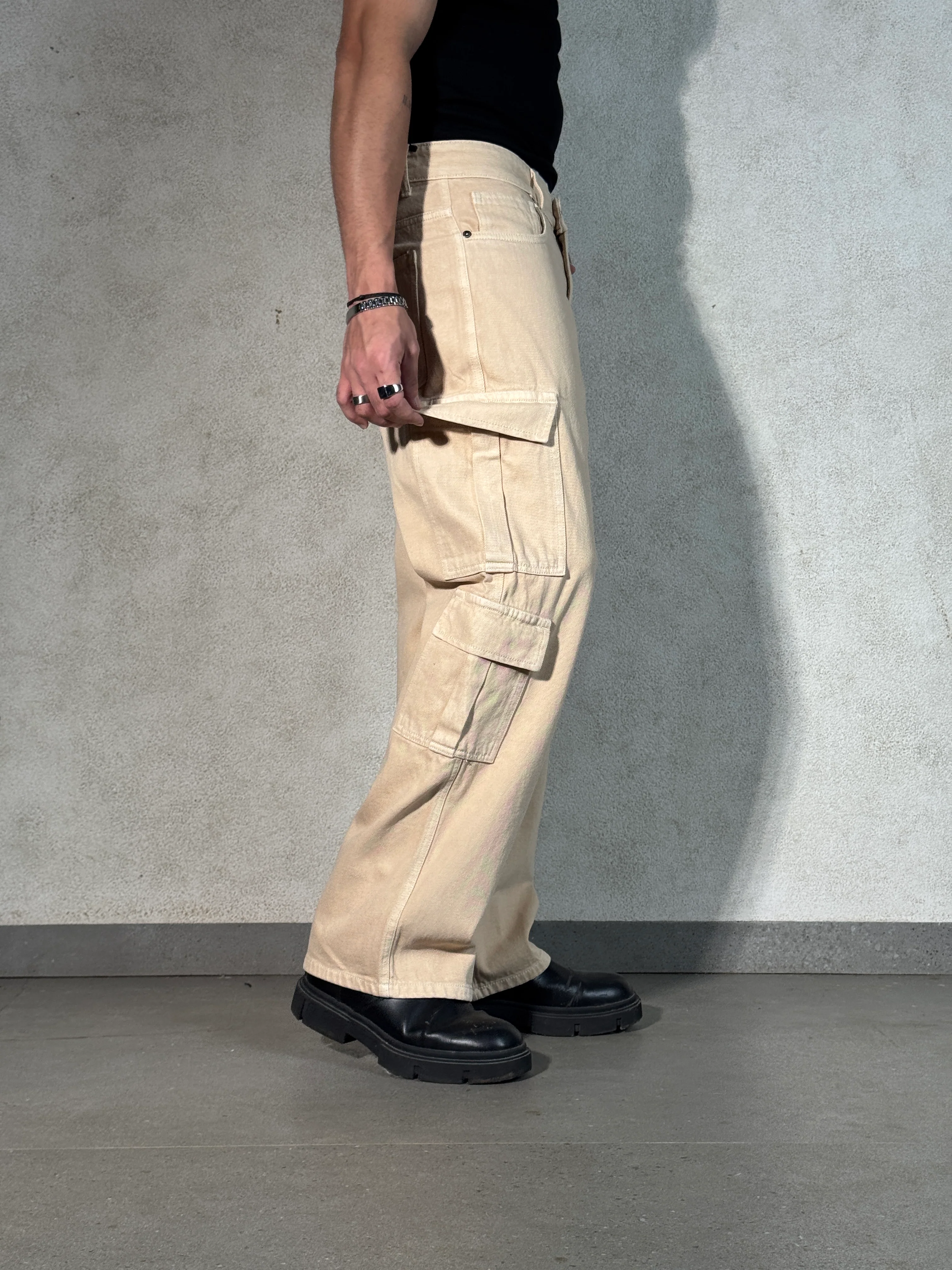 Sand Wash Nude Men Baggy Fit Cargo - Image 4