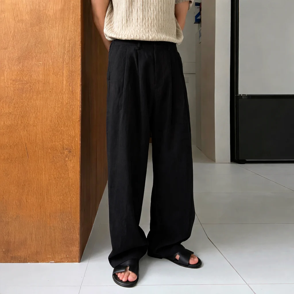 Seoul Loose Pleated Baggy Trousers - Image 5