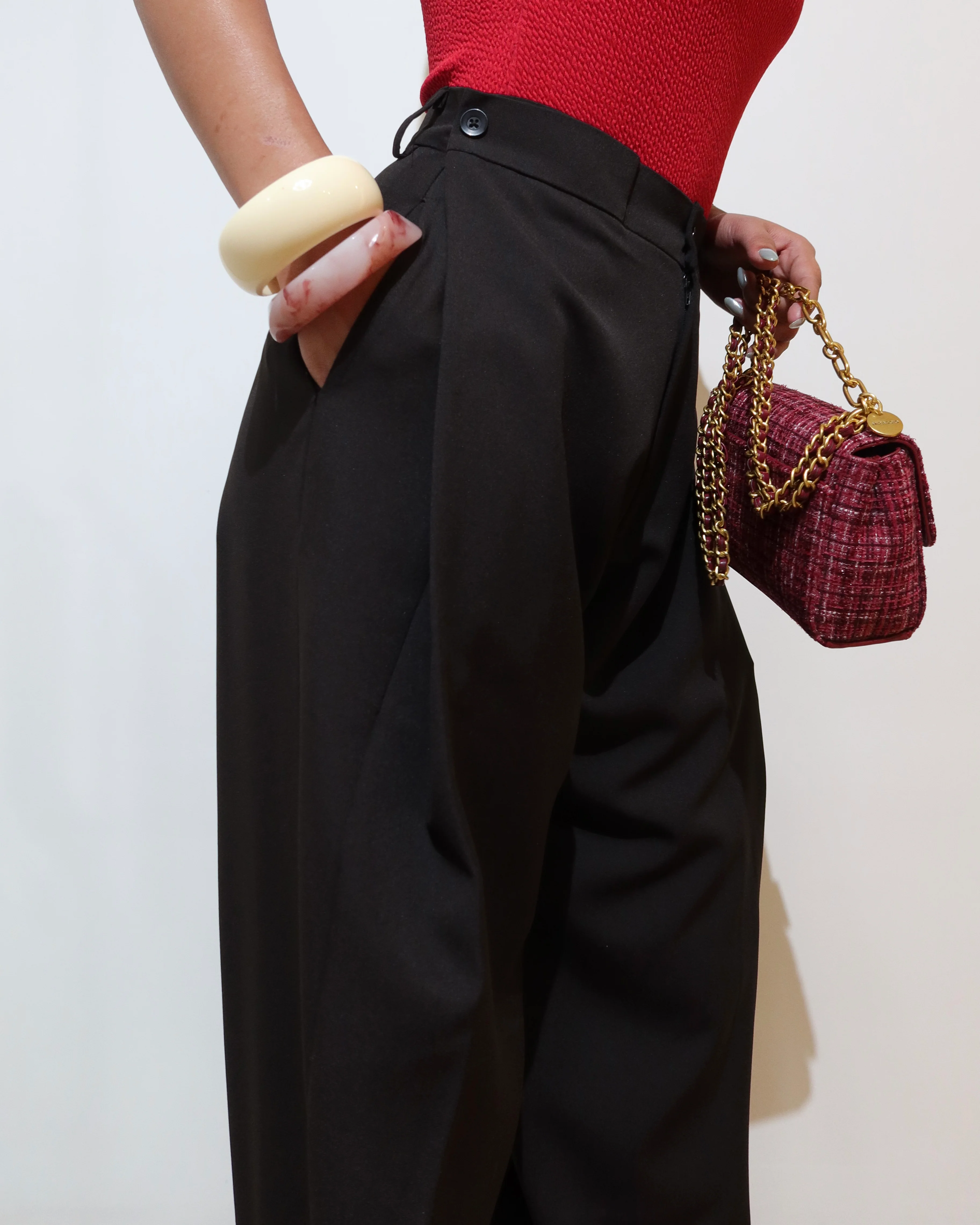 Settle Side Button Pleated Wide Pants - Image 8