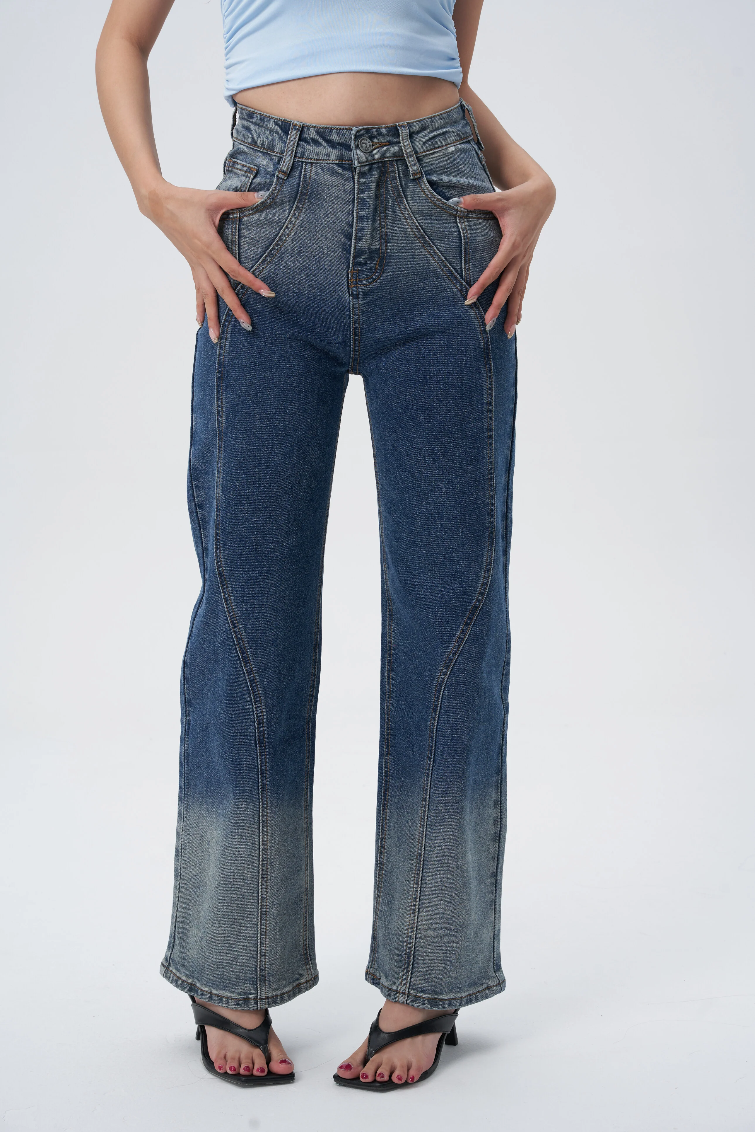 Shadow Indigo Ombre Straight Jeans - Image 5