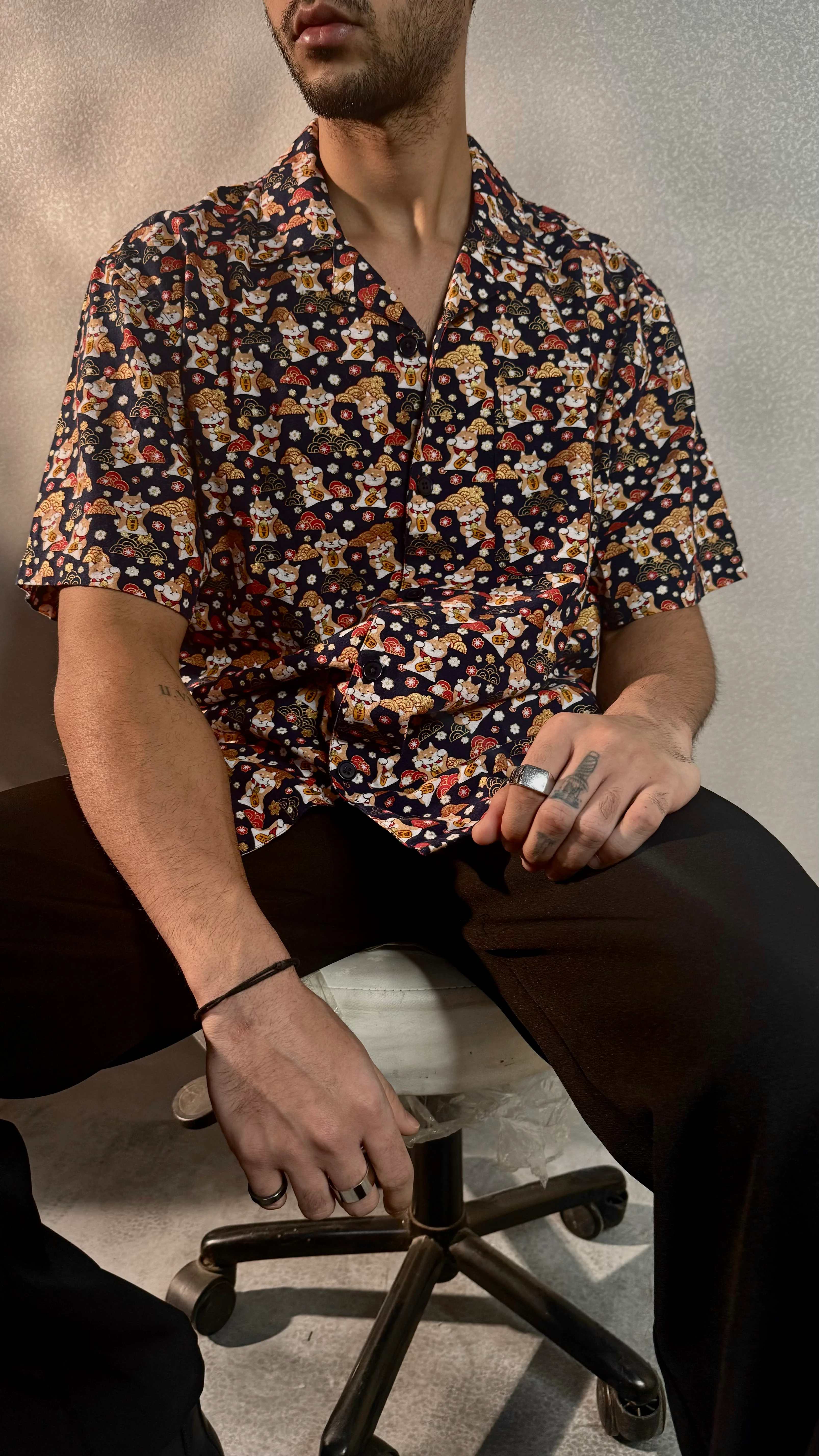 Shanghai Fortune Cat Structured Shirt - Image 4
